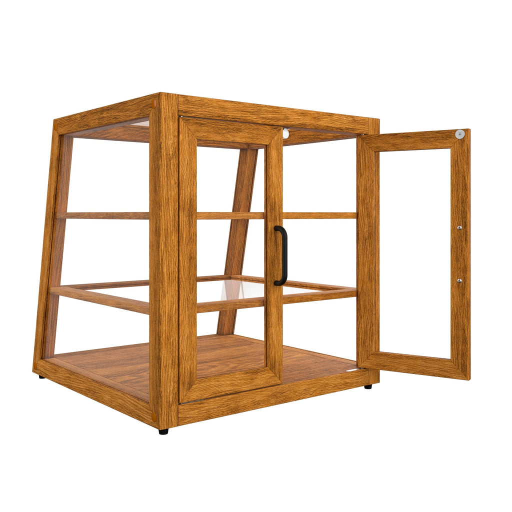 21 In. Artisan Light Wooden & Tempered Glass Slanted Dry Bakery Display Case