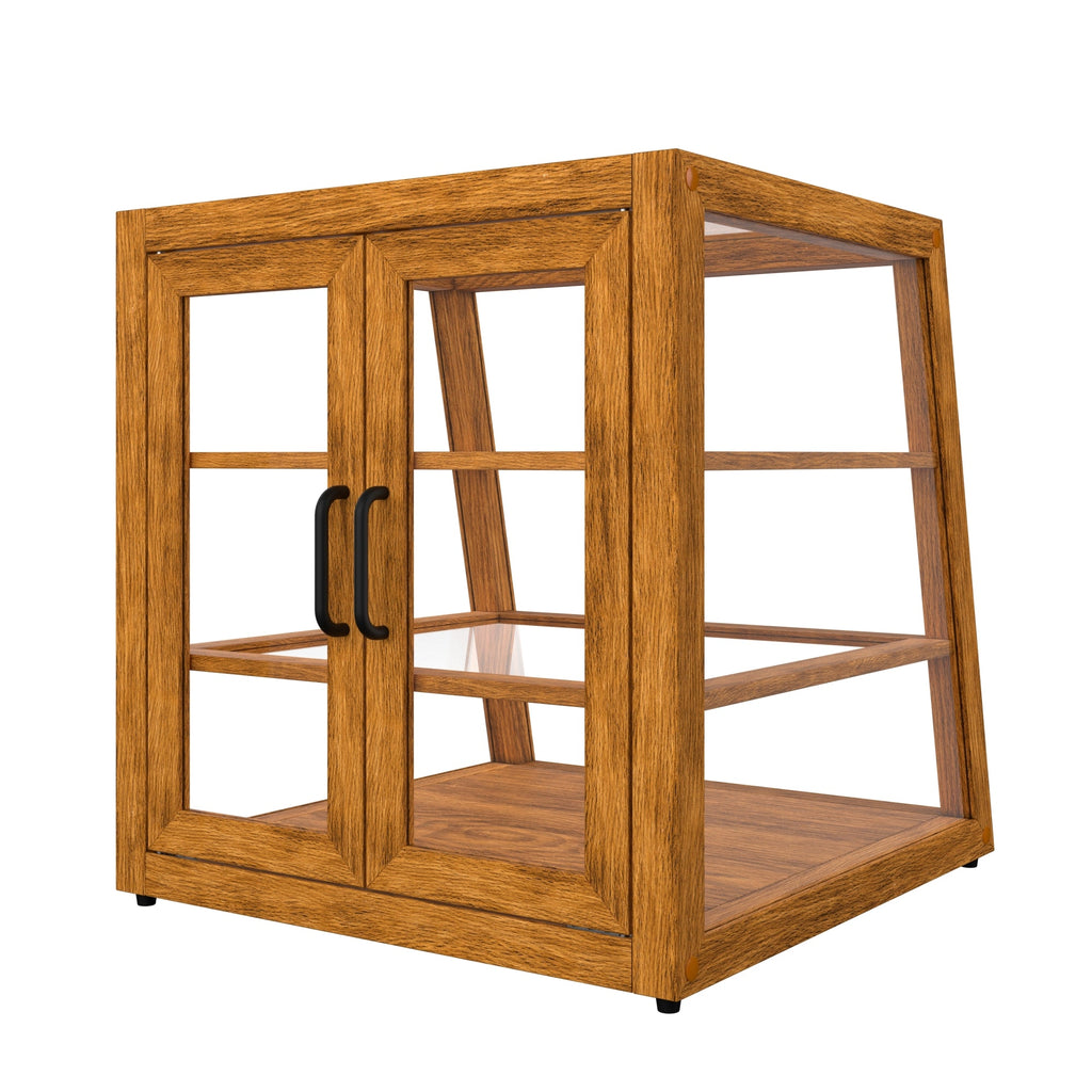 21 In. Artisan Light Wooden & Tempered Glass Slanted Dry Bakery Display Case