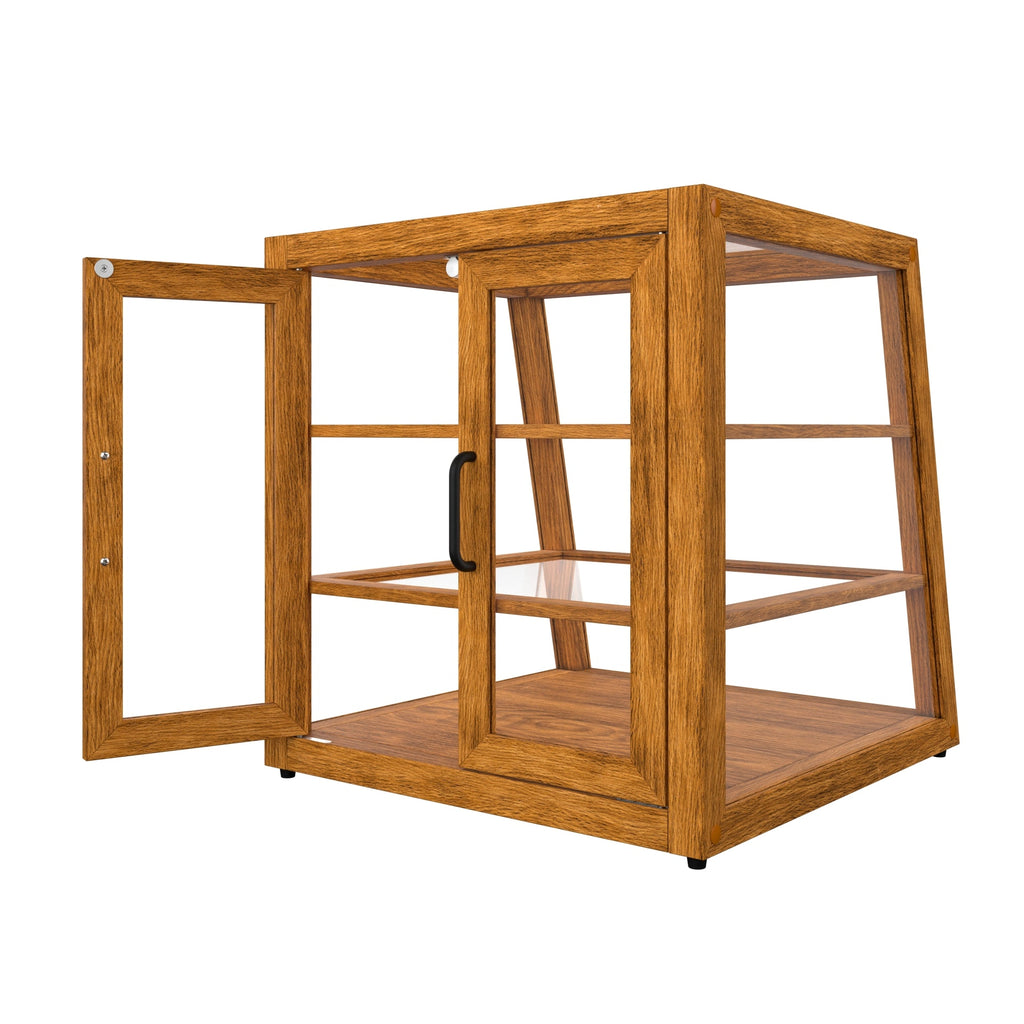 21 In. Artisan Light Wooden & Tempered Glass Slanted Dry Bakery Display Case