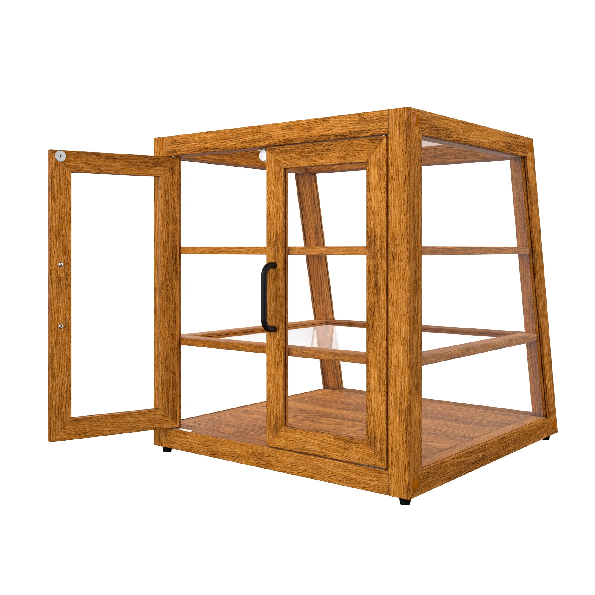 21 In. Artisan Light Wooden & Tempered Glass Slanted Dry Bakery Display Case