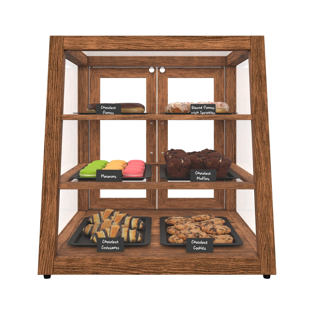 21 In. Artisan Dark Wooden & Tempered Glass Slanted Dry Bakery Display Case