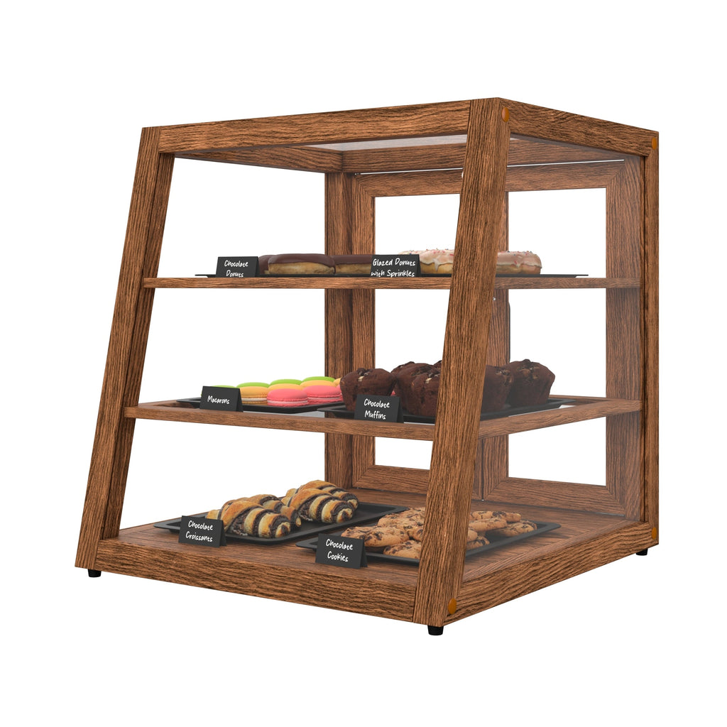 21 In. Artisan Dark Wooden & Tempered Glass Slanted Dry Bakery Display Case