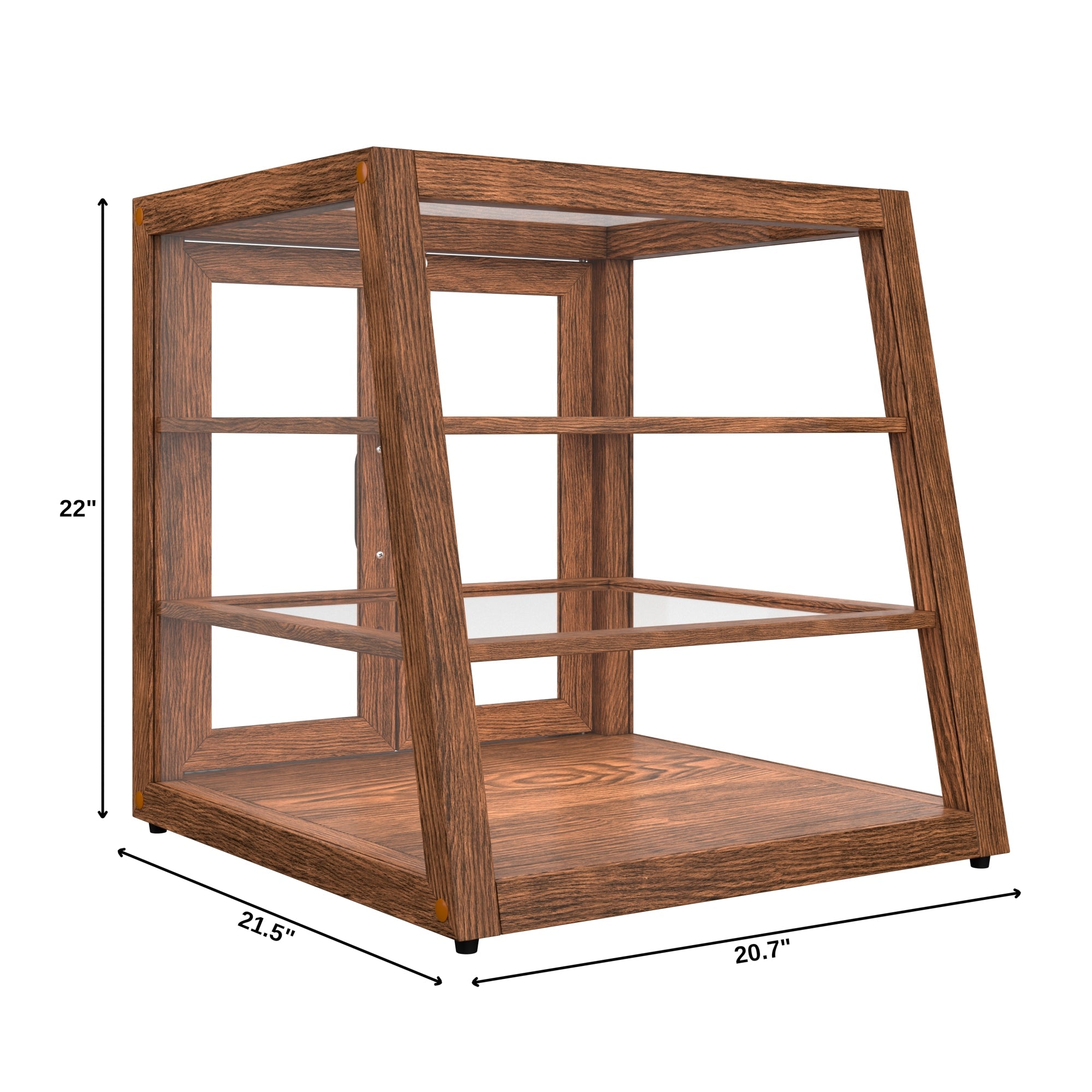 21 In. Artisan Dark Wooden & Tempered Glass Slanted Dry Bakery Display Case