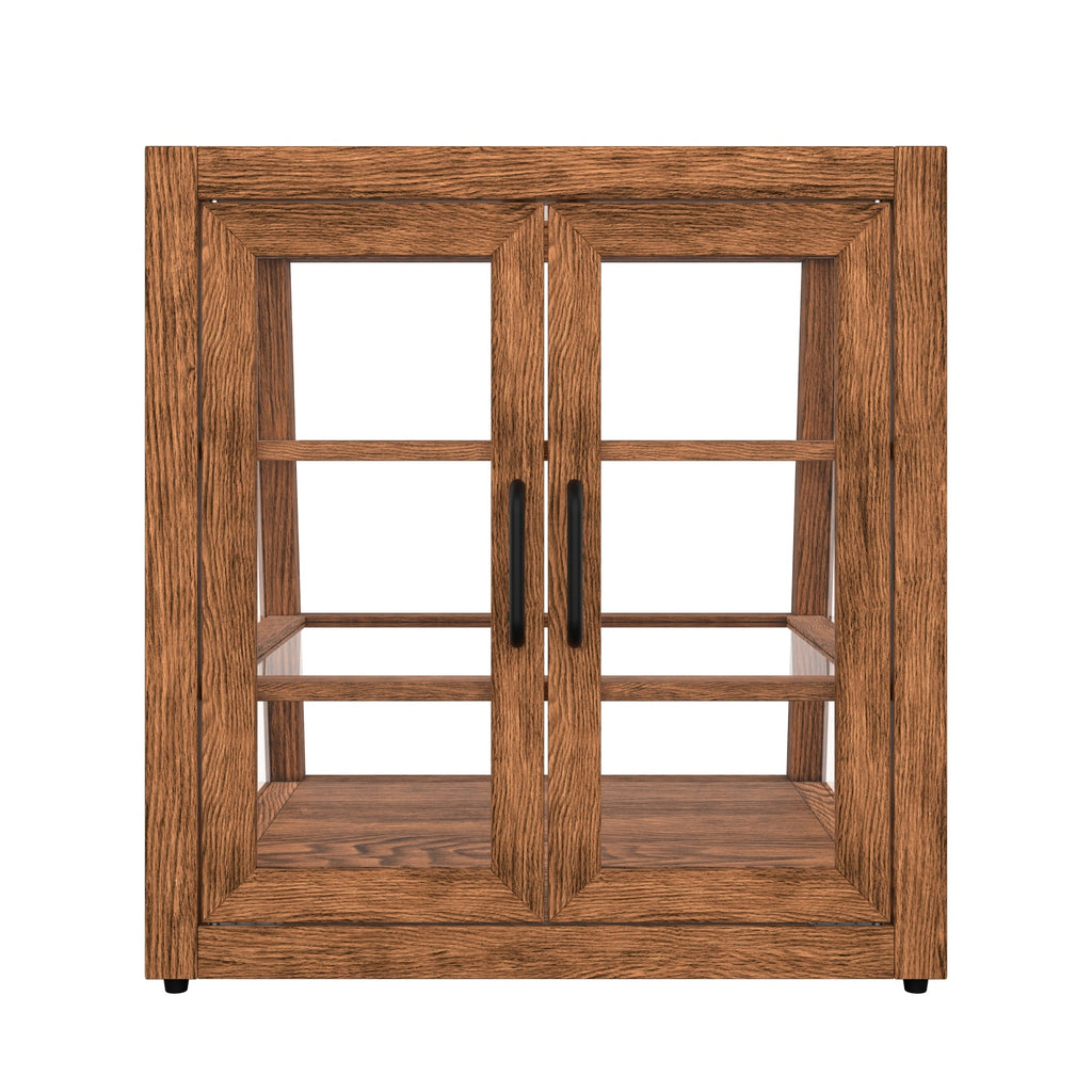 21 In. Artisan Dark Wooden & Tempered Glass Slanted Dry Bakery Display Case