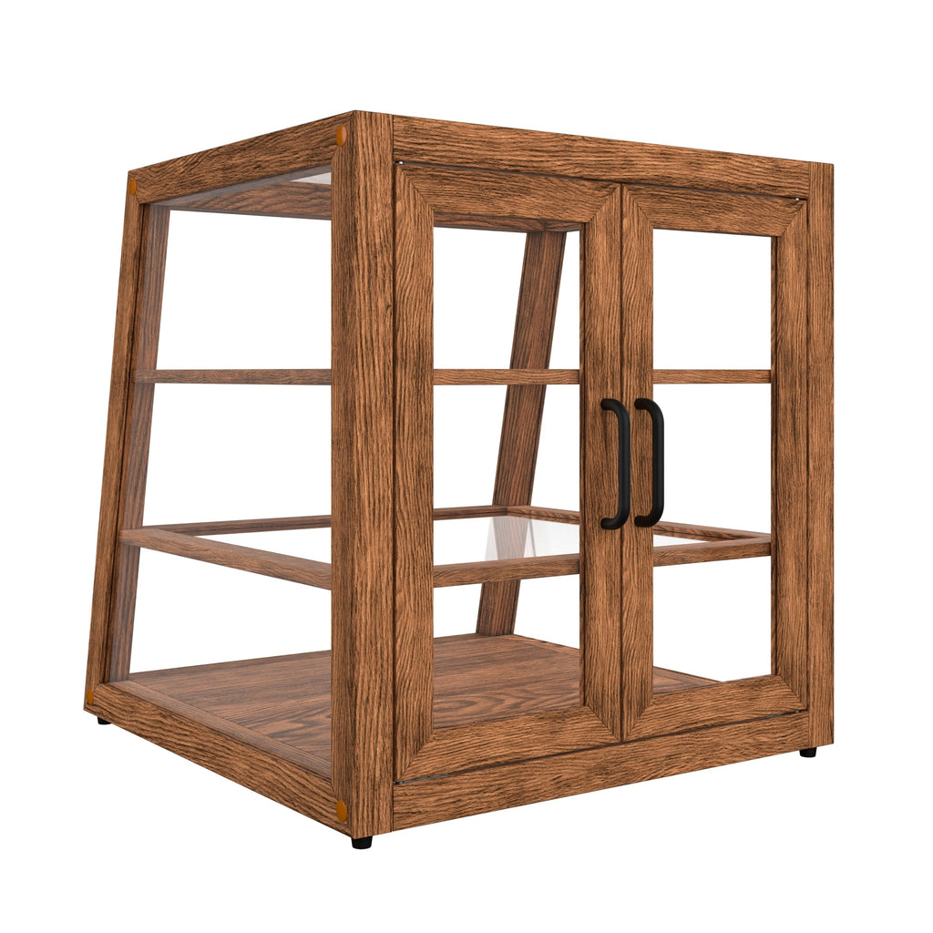21 In. Artisan Dark Wooden & Tempered Glass Slanted Dry Bakery Display Case