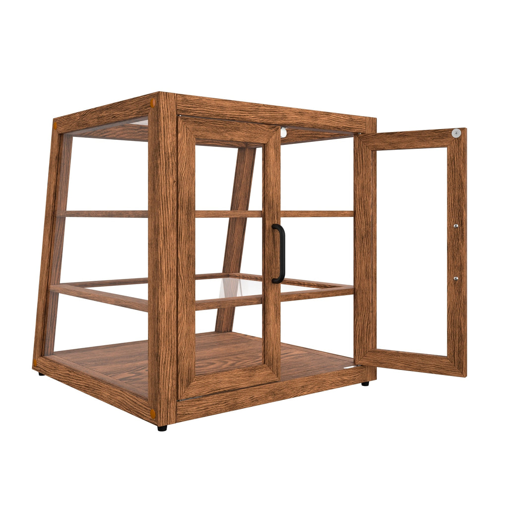 21 In. Artisan Dark Wooden & Tempered Glass Slanted Dry Bakery Display Case