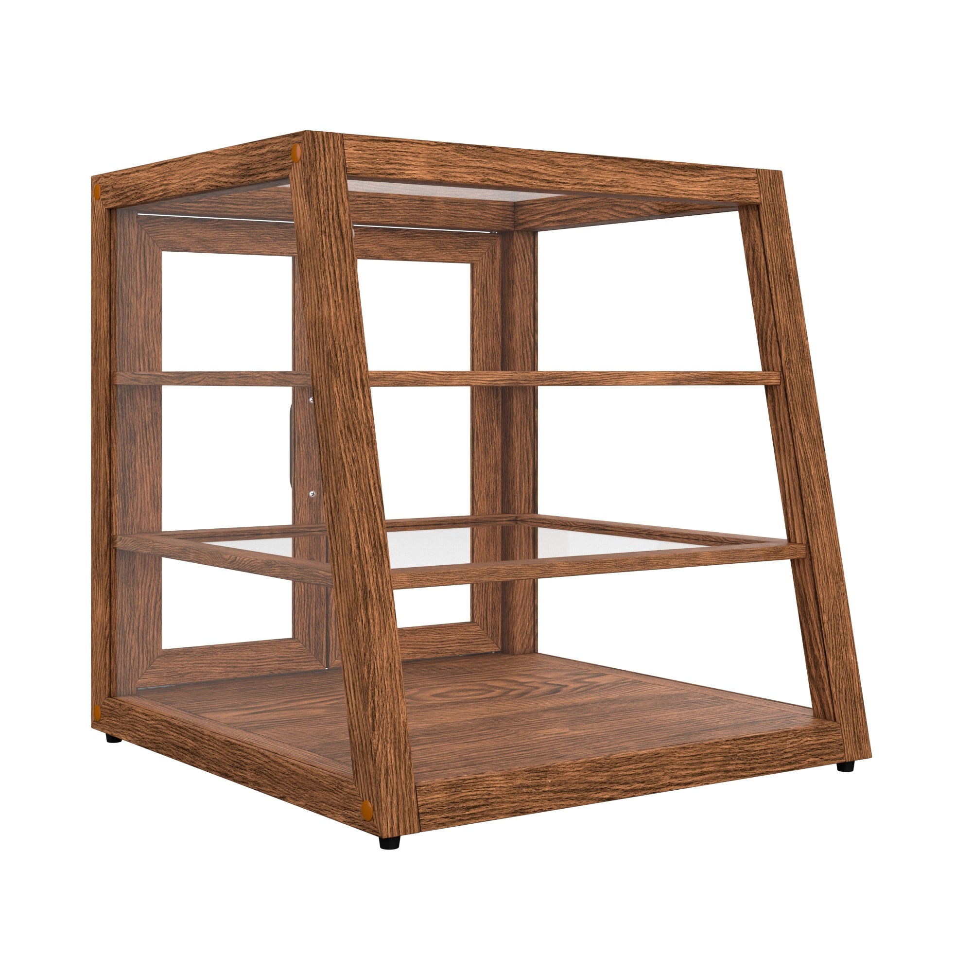 21 In. Artisan Dark Wooden & Tempered Glass Slanted Dry Bakery Display Case