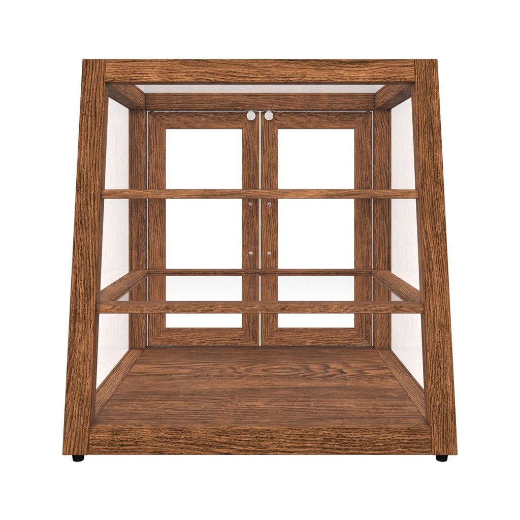 21 In. Artisan Dark Wooden & Tempered Glass Slanted Dry Bakery Display Case