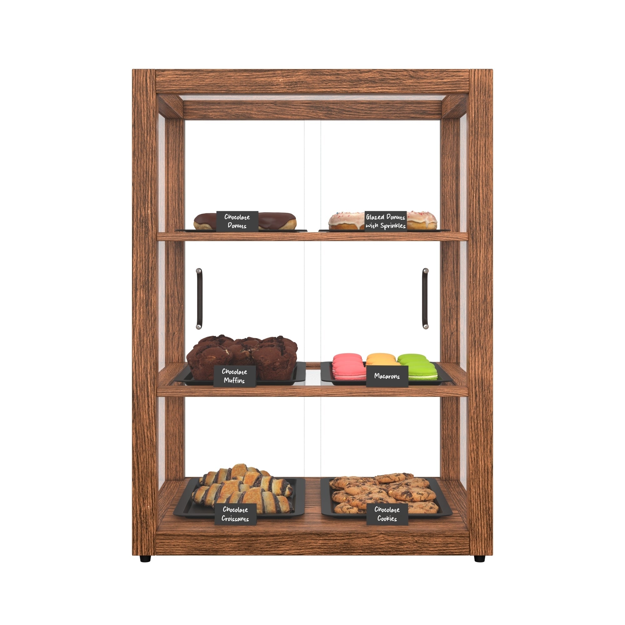 21 In. Artisan Upright Dark Wooden & Tempered Glass Dry Bakery Display Case