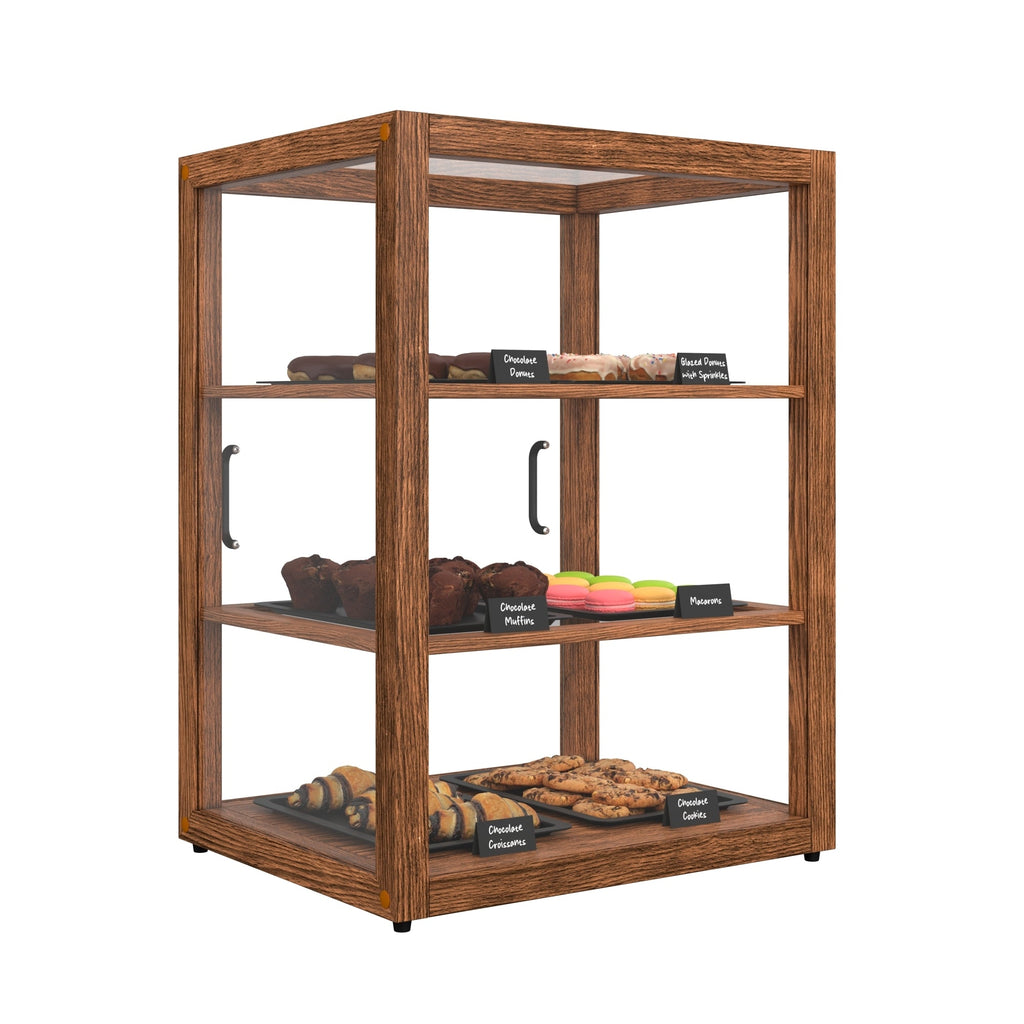 21 In. Artisan Upright Dark Wooden & Tempered Glass Dry Bakery Display Case