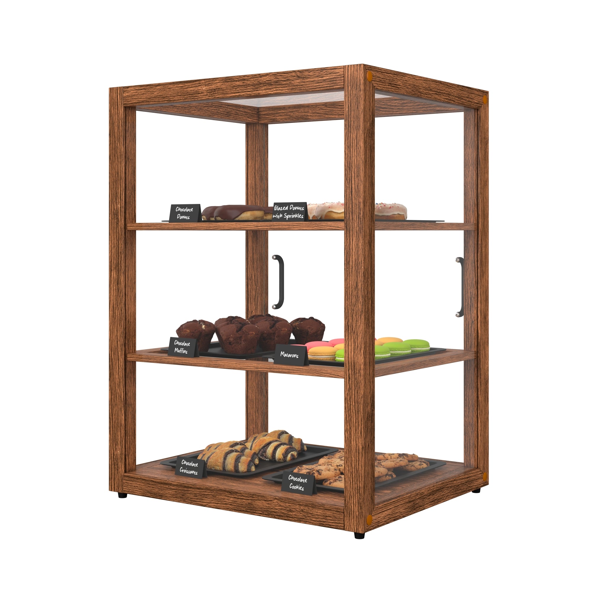 21 In. Artisan Upright Dark Wooden & Tempered Glass Dry Bakery Display Case