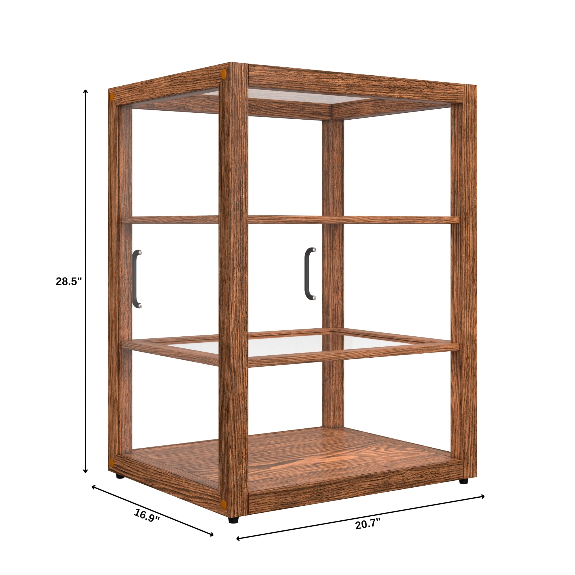 21 In. Artisan Upright Dark Wooden & Tempered Glass Dry Bakery Display Case