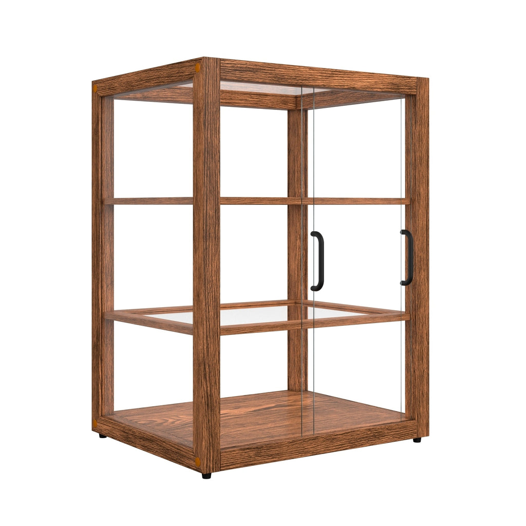 21 In. Artisan Upright Dark Wooden & Tempered Glass Dry Bakery Display Case