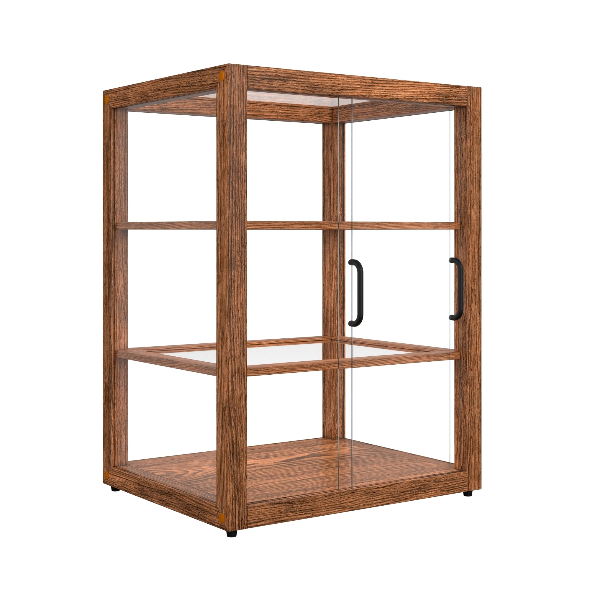 21 In. Artisan Upright Dark Wooden & Tempered Glass Dry Bakery Display Case