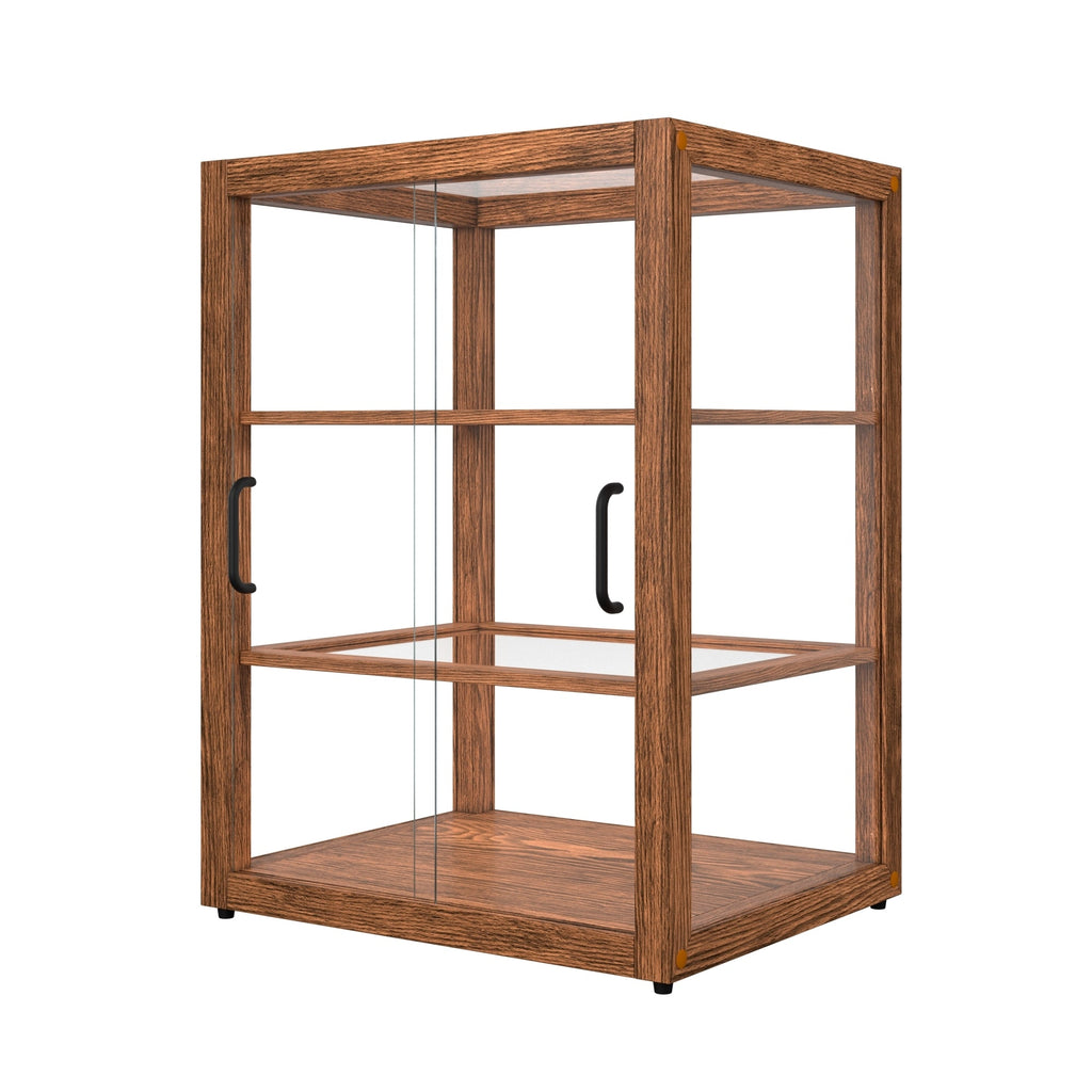 21 In. Artisan Upright Dark Wooden & Tempered Glass Dry Bakery Display Case