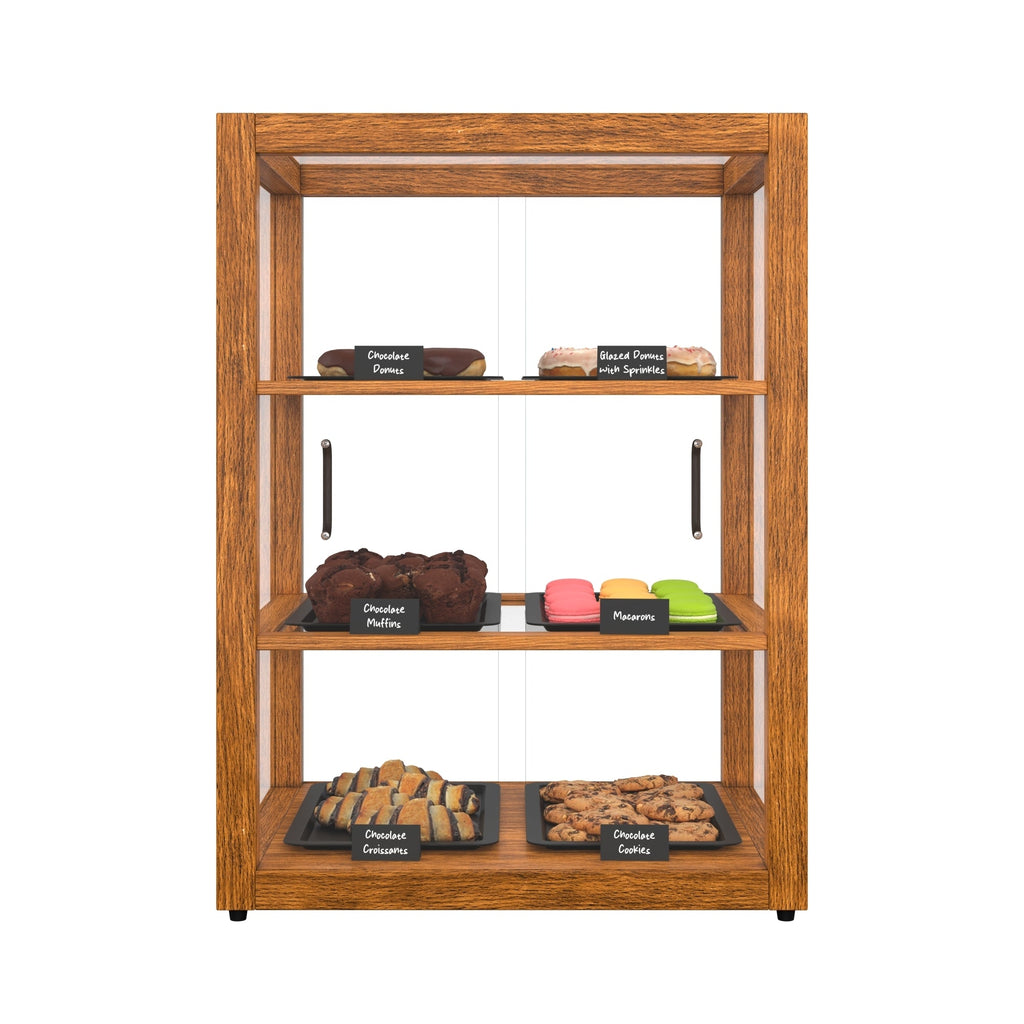 21 In. Artisan Upright Light Wooden & Tempered Glass Dry Bakery Display Case