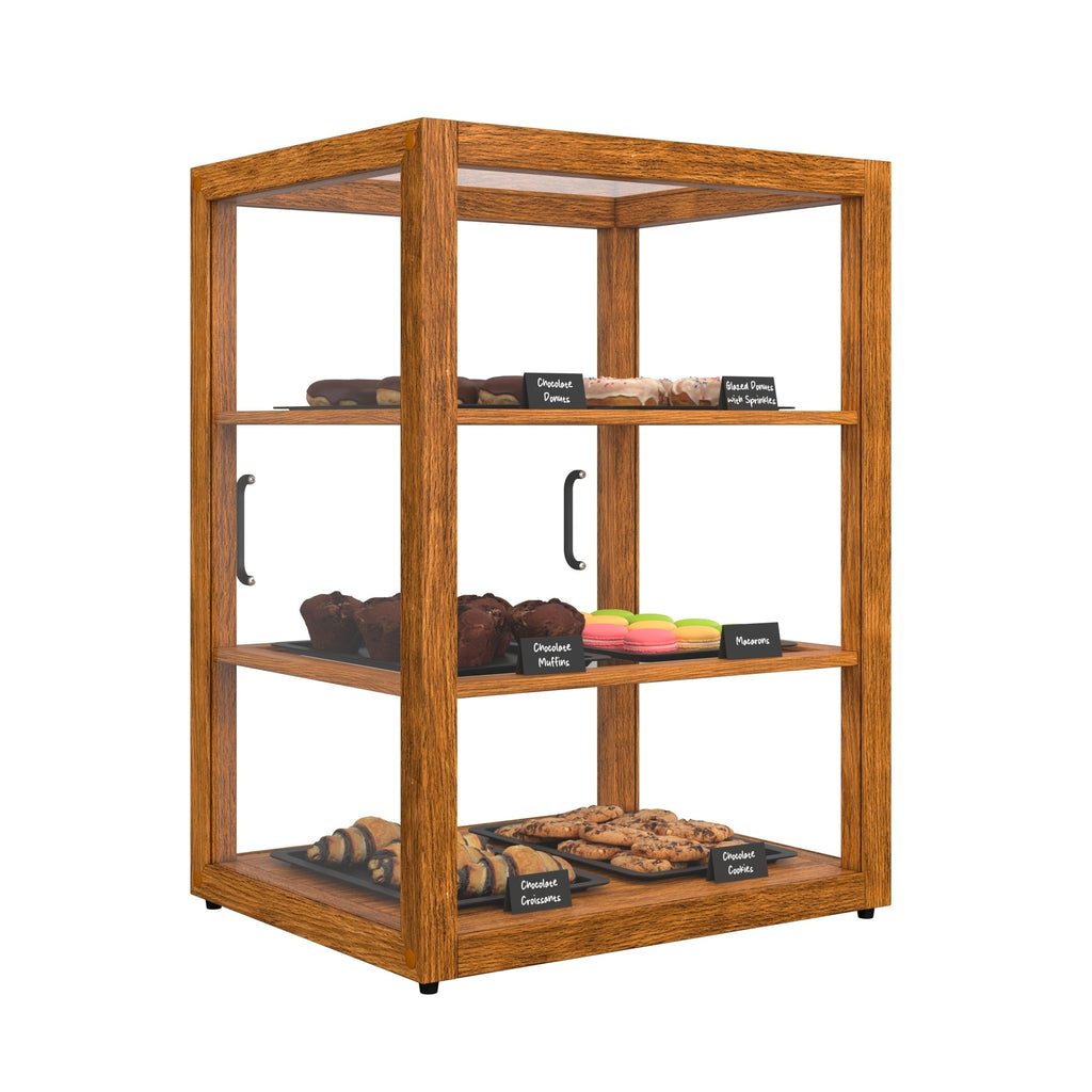 21 In. Artisan Upright Light Wooden & Tempered Glass Dry Bakery Display Case