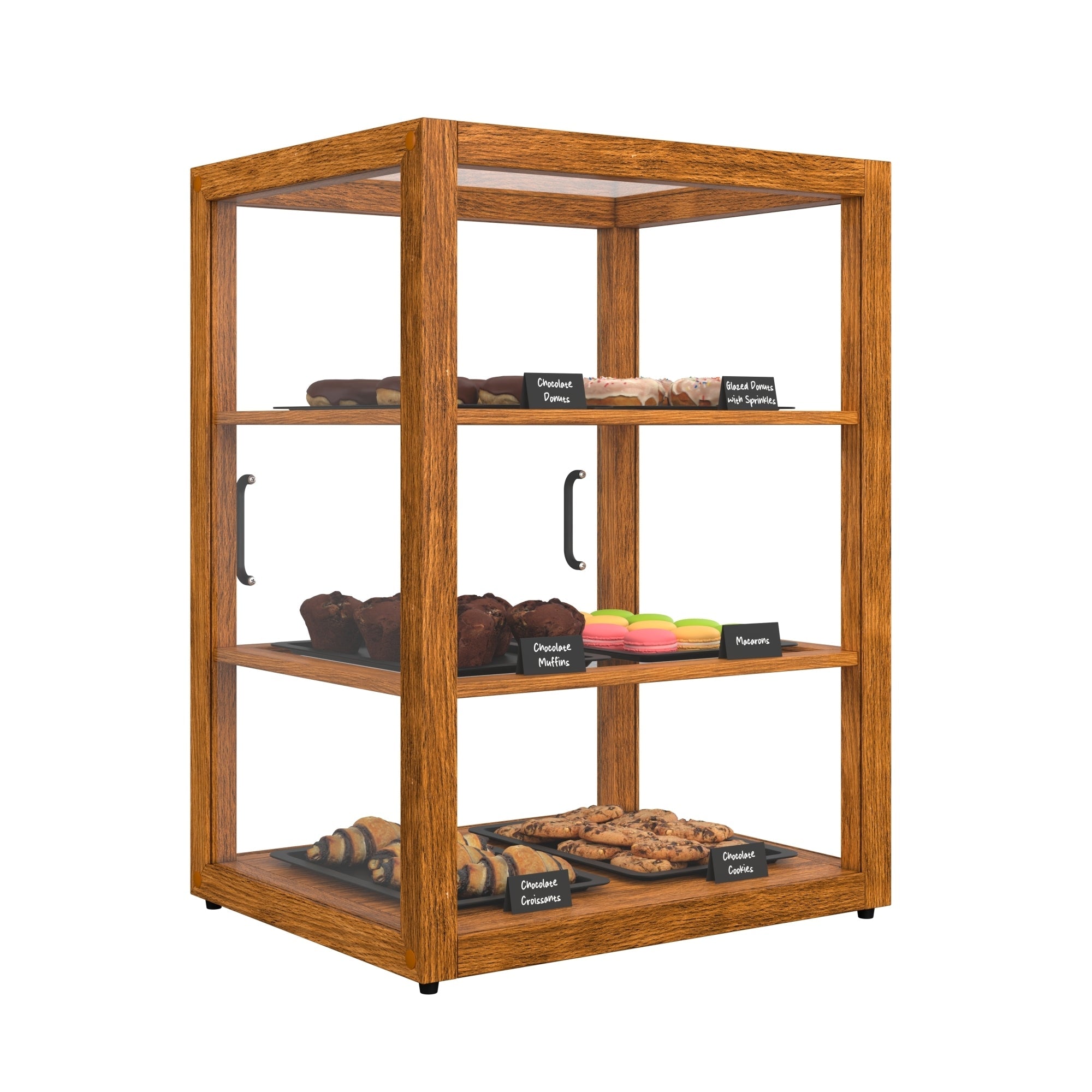 21 In. Artisan Upright Light Wooden & Tempered Glass Dry Bakery Display Case