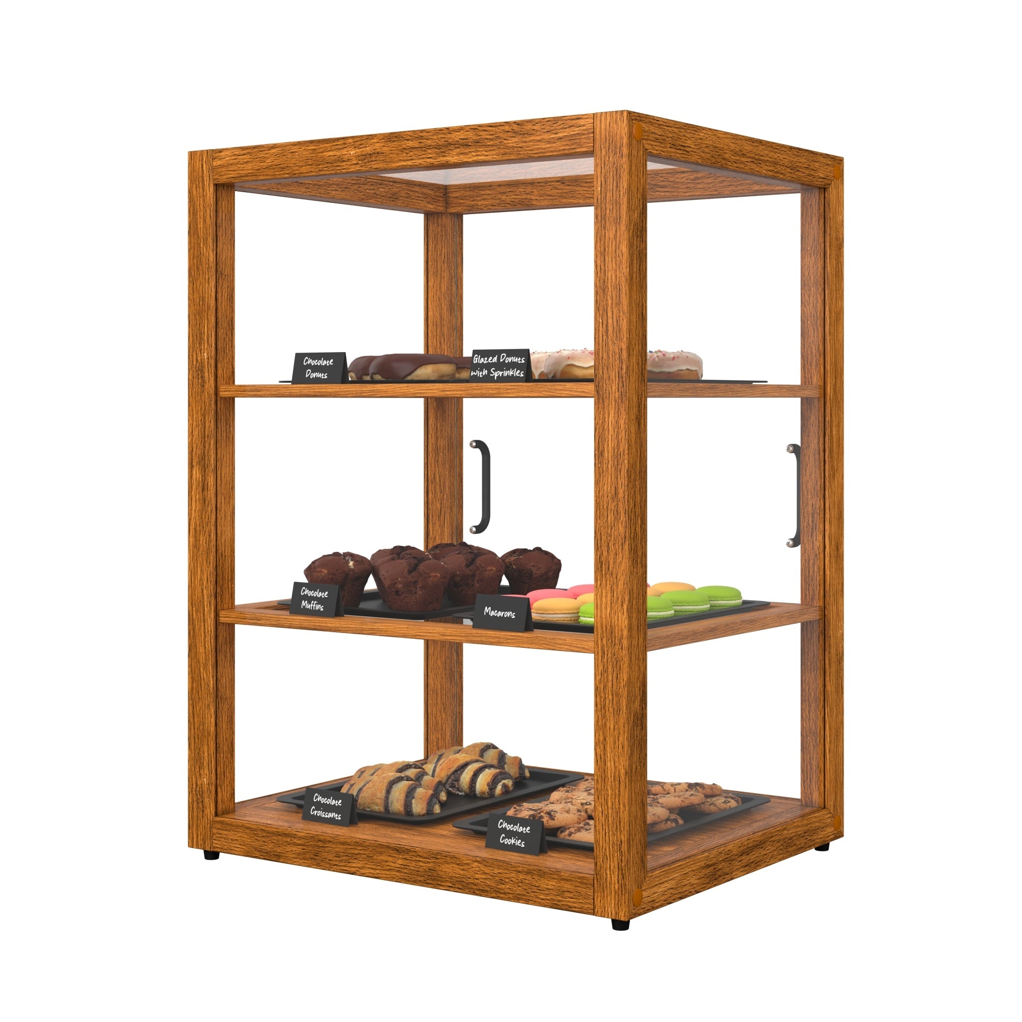 21 In. Artisan Upright Light Wooden & Tempered Glass Dry Bakery Display Case