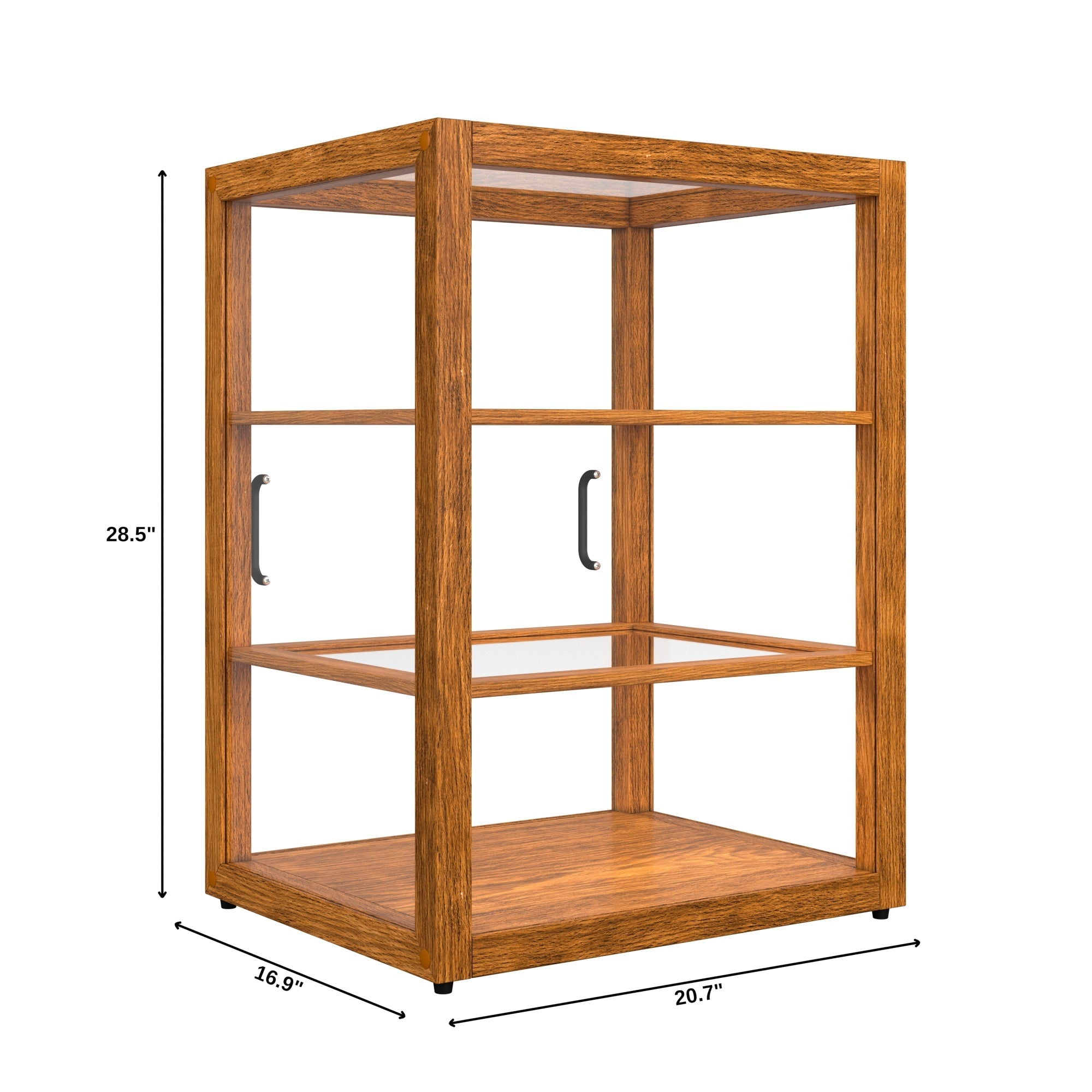 21 In. Artisan Upright Light Wooden & Tempered Glass Dry Bakery Display Case