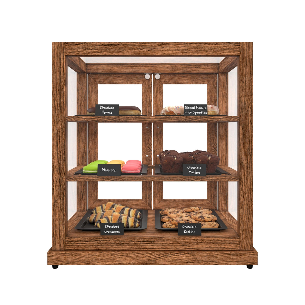 25 In. Artisan Dark Wooden & Tempered Glass Dry Bakery Display Case