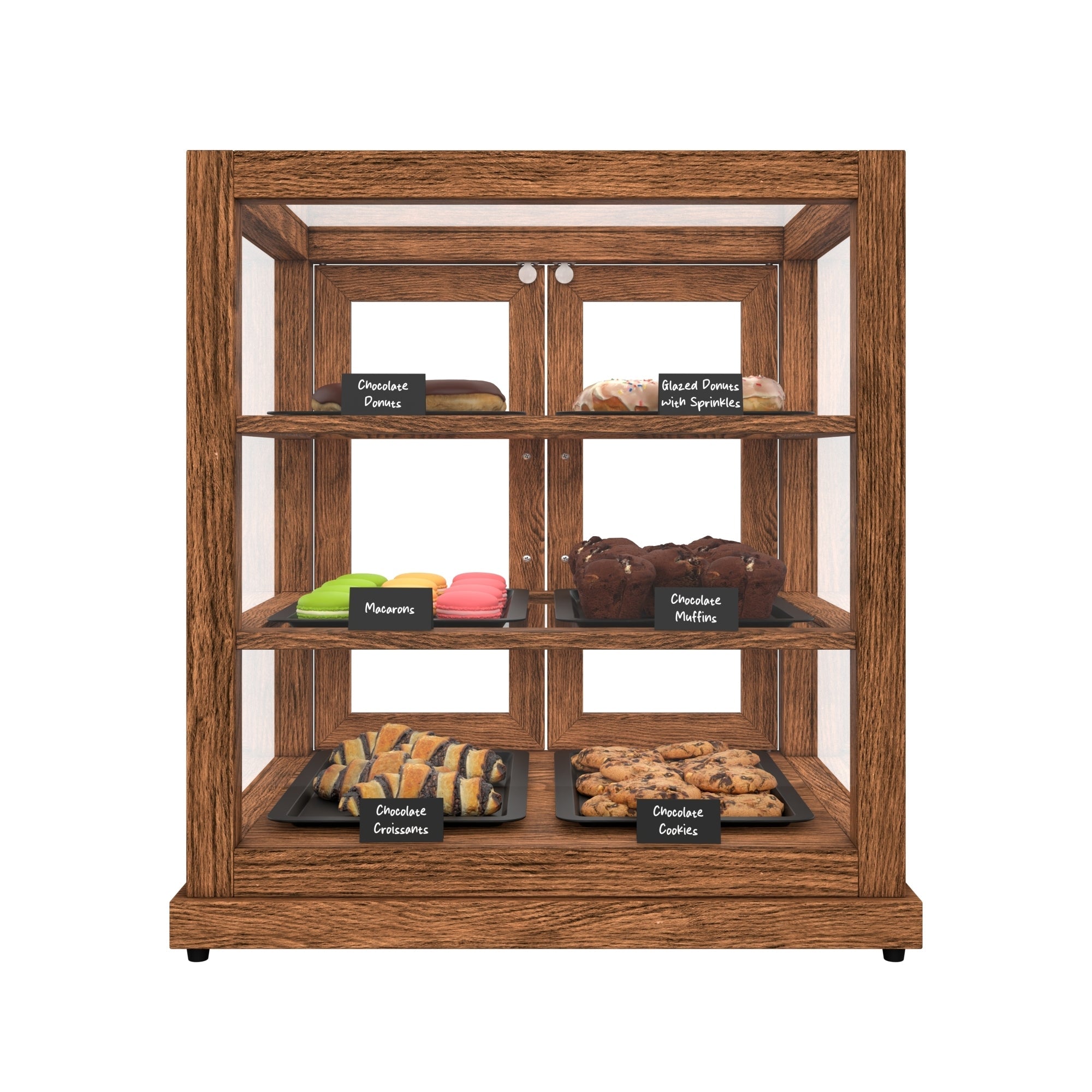 25 In. Artisan Dark Wooden & Tempered Glass Dry Bakery Display Case