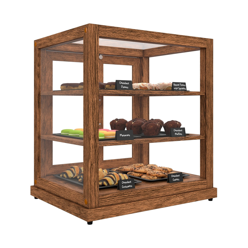 25 In. Artisan Dark Wooden & Tempered Glass Dry Bakery Display Case