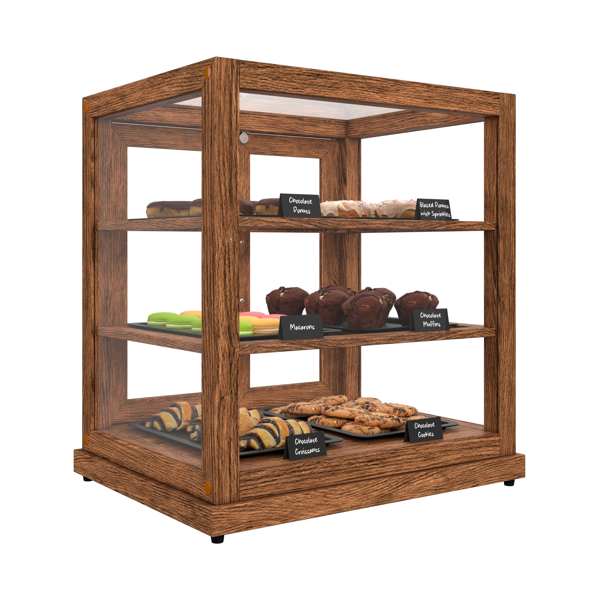 25 In. Artisan Dark Wooden & Tempered Glass Dry Bakery Display Case