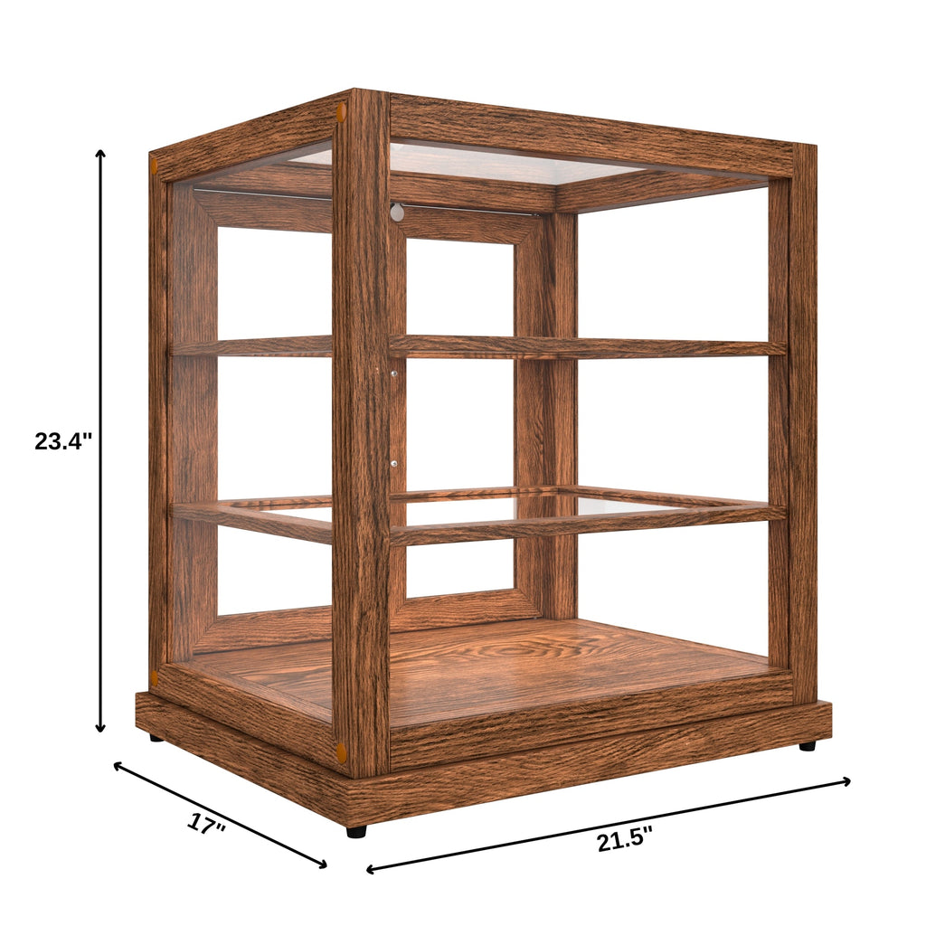 25 In. Artisan Dark Wooden & Tempered Glass Dry Bakery Display Case