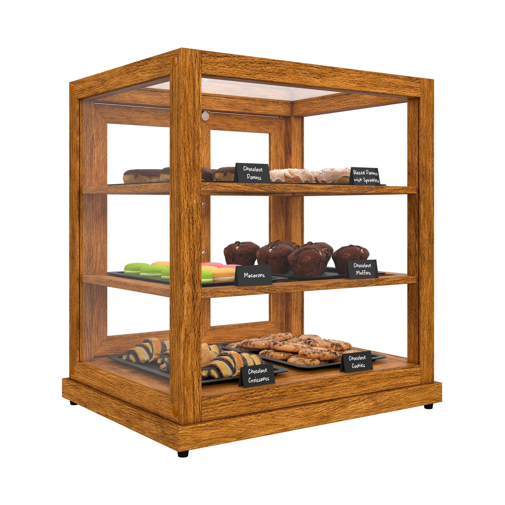 25 In. Artisan Light Wooden & Tempered Glass Dry Bakery Display Case
