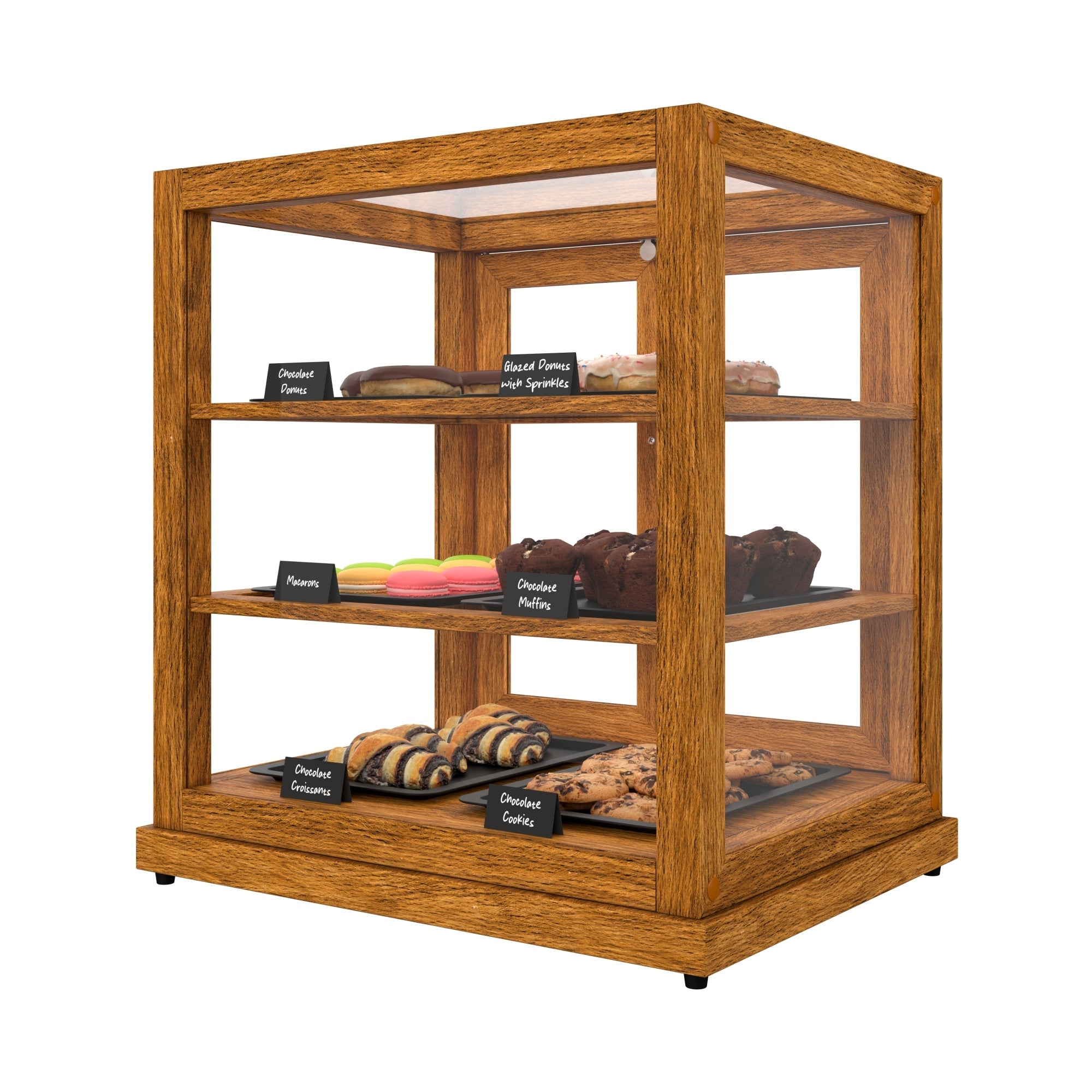25 In. Artisan Light Wooden & Tempered Glass Dry Bakery Display Case