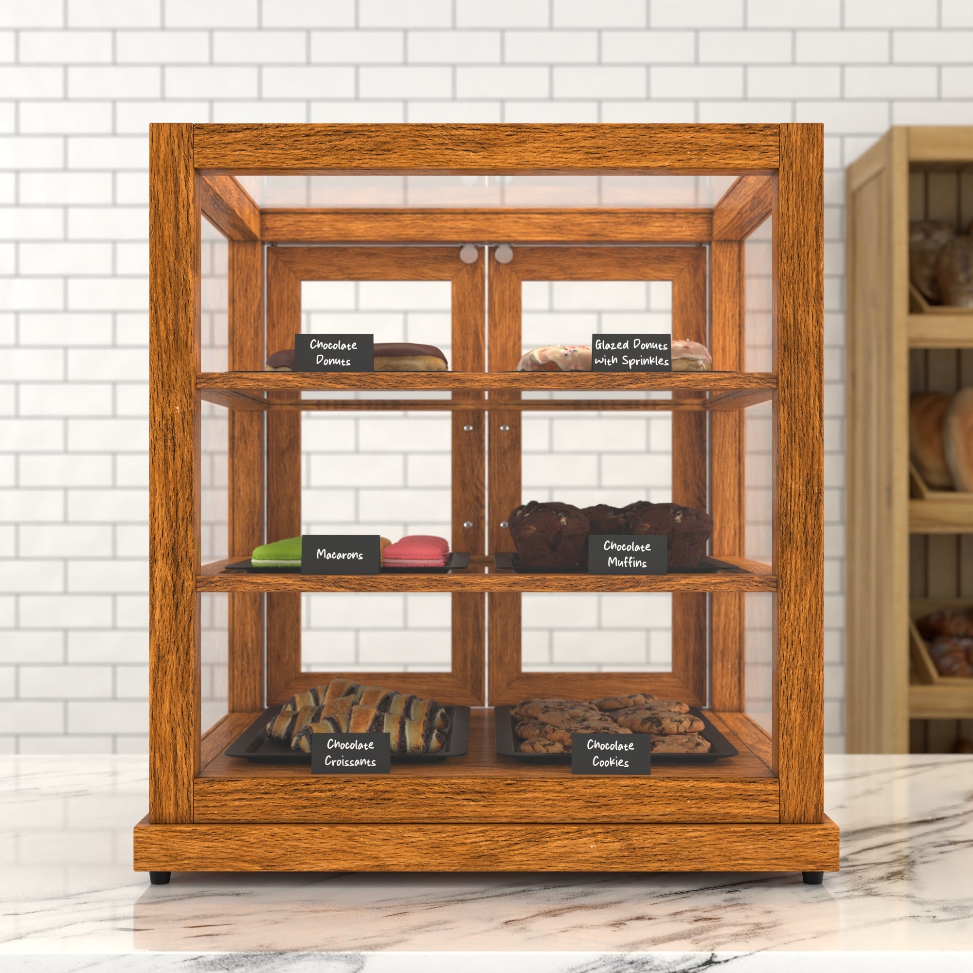25 In. Artisan Light Wooden & Tempered Glass Dry Bakery Display Case