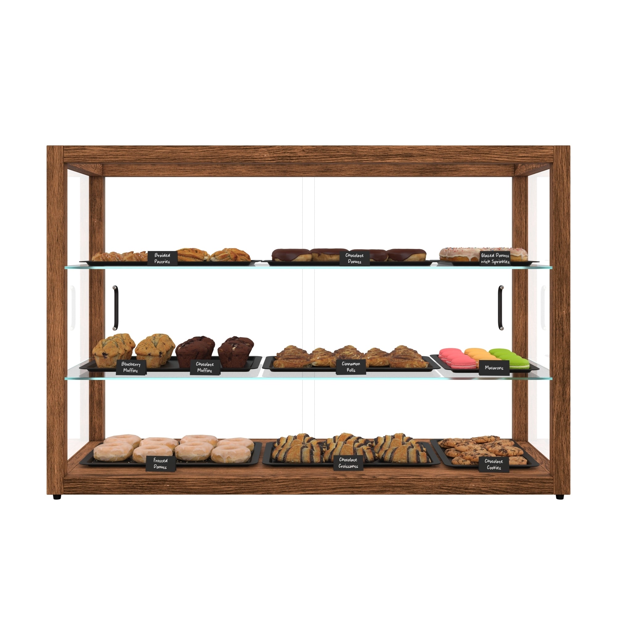 42 In. Artisan Horizontal Dark Wooden & Tempered Glass Dry Bakery Display Case