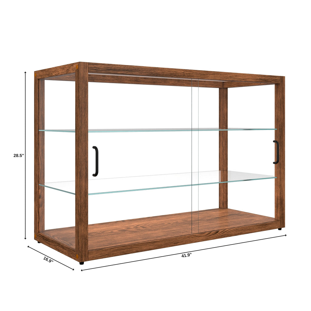 42 In. Artisan Horizontal Dark Wooden & Tempered Glass Dry Bakery Display Case