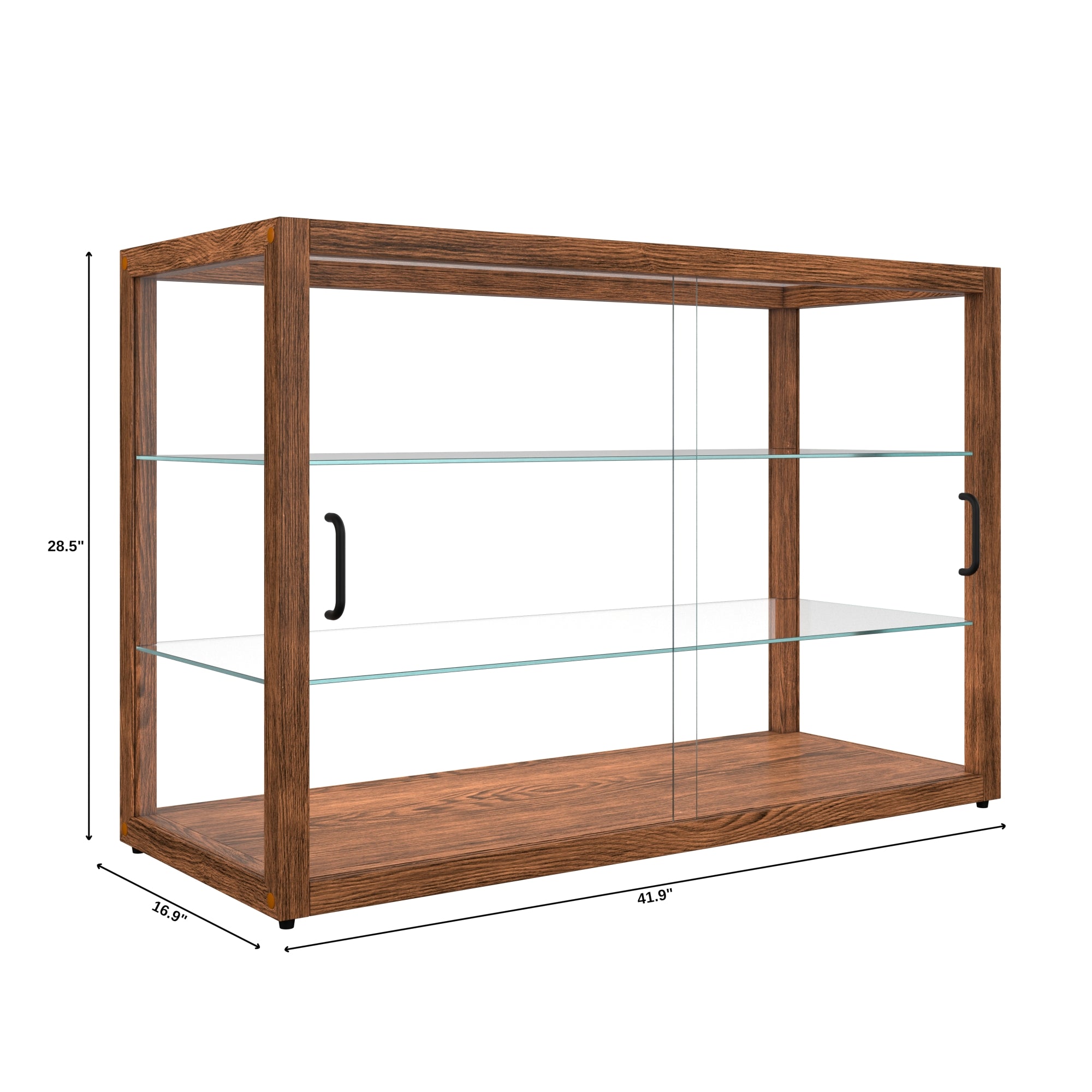 42 In. Artisan Horizontal Dark Wooden & Tempered Glass Dry Bakery Display Case