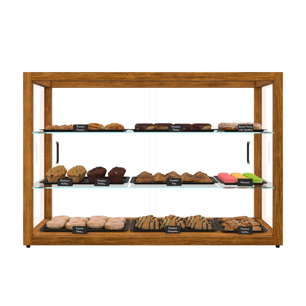 42 In. Artisan Horizontal Light Wooden & Tempered Glass Dry Bakery Display Case