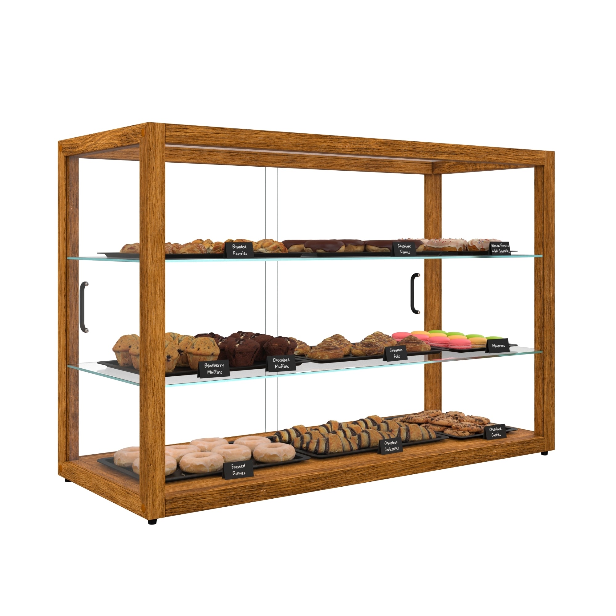42 In. Artisan Horizontal Light Wooden & Tempered Glass Dry Bakery Display Case