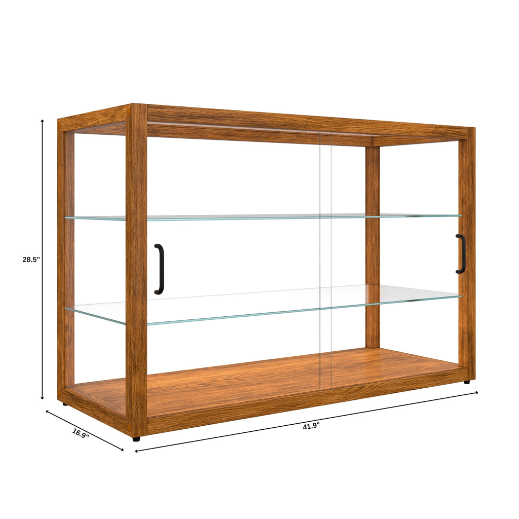 42 In. Artisan Horizontal Light Wooden & Tempered Glass Dry Bakery Display Case