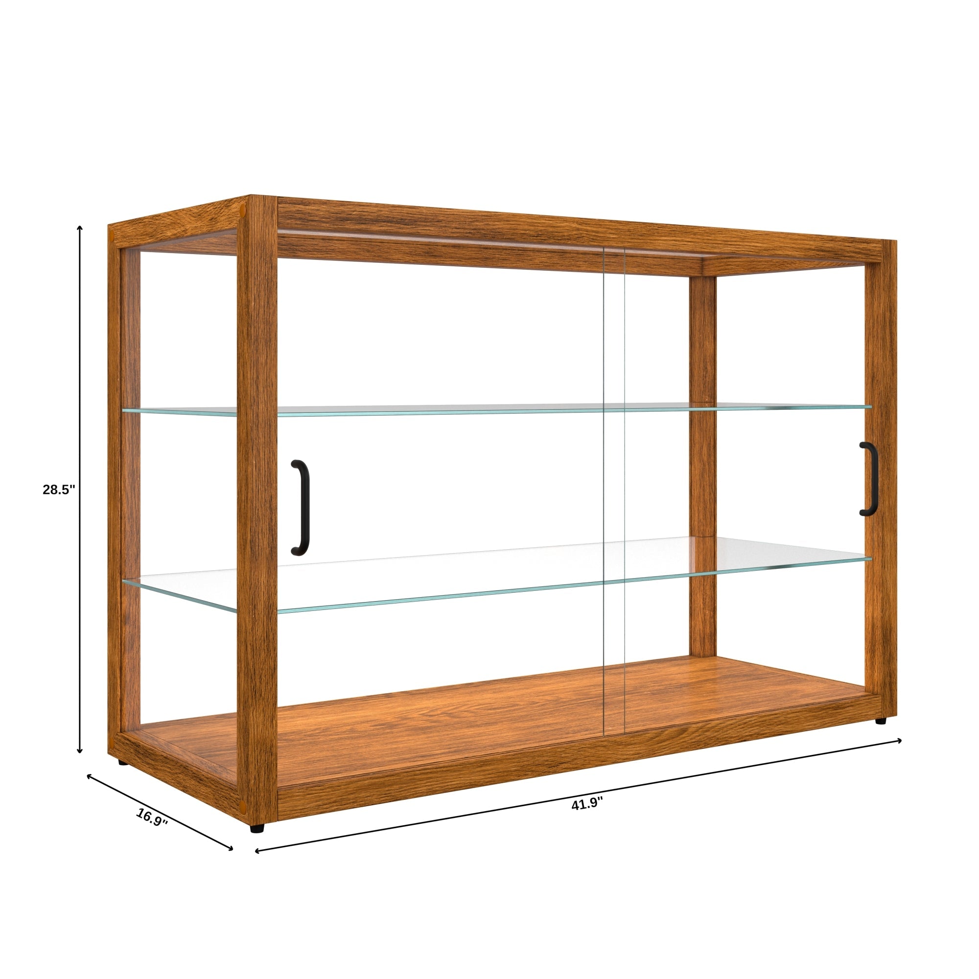 42 In. Artisan Horizontal Light Wooden & Tempered Glass Dry Bakery Display Case