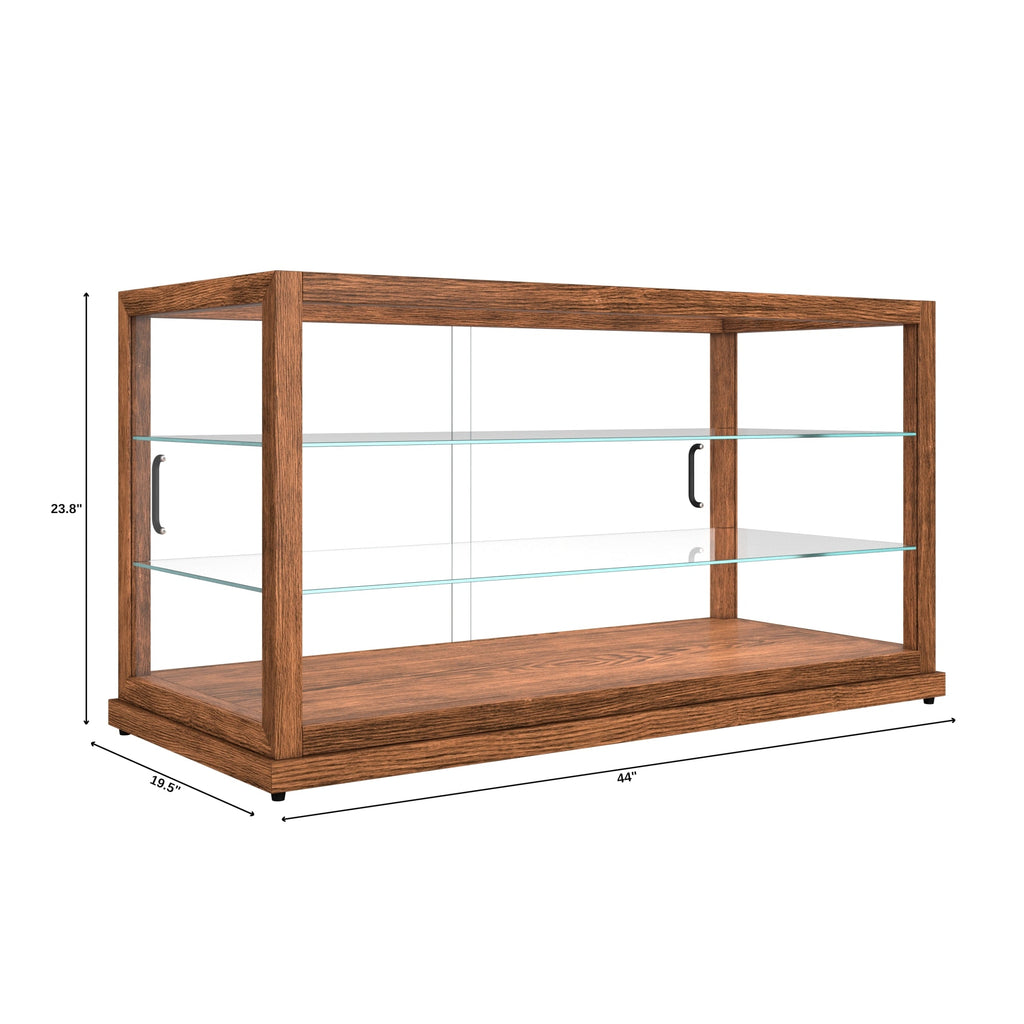 44 In. Artisan Horizontal Dark Wooden & Tempered Glass Dry Bakery Display Case