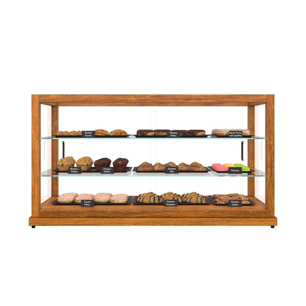 44 In. Artisan Horizontal Light Wooden & Tempered Glass Dry Bakery Display Case