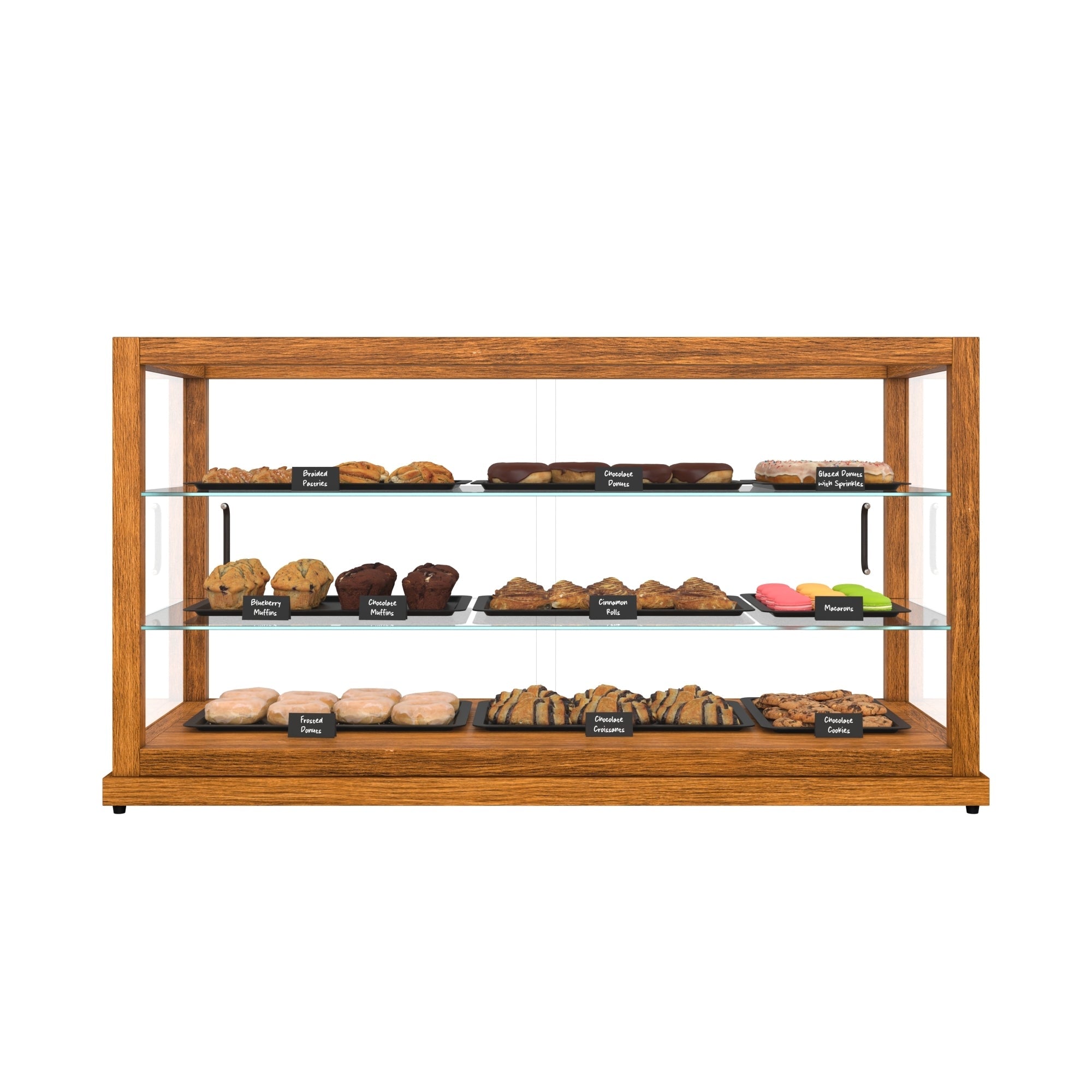 44 In. Artisan Horizontal Light Wooden & Tempered Glass Dry Bakery Display Case