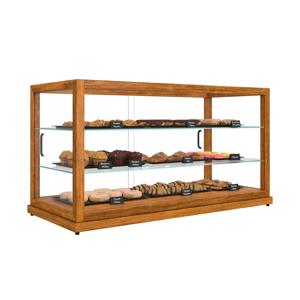 44 In. Artisan Horizontal Light Wooden & Tempered Glass Dry Bakery Display Case