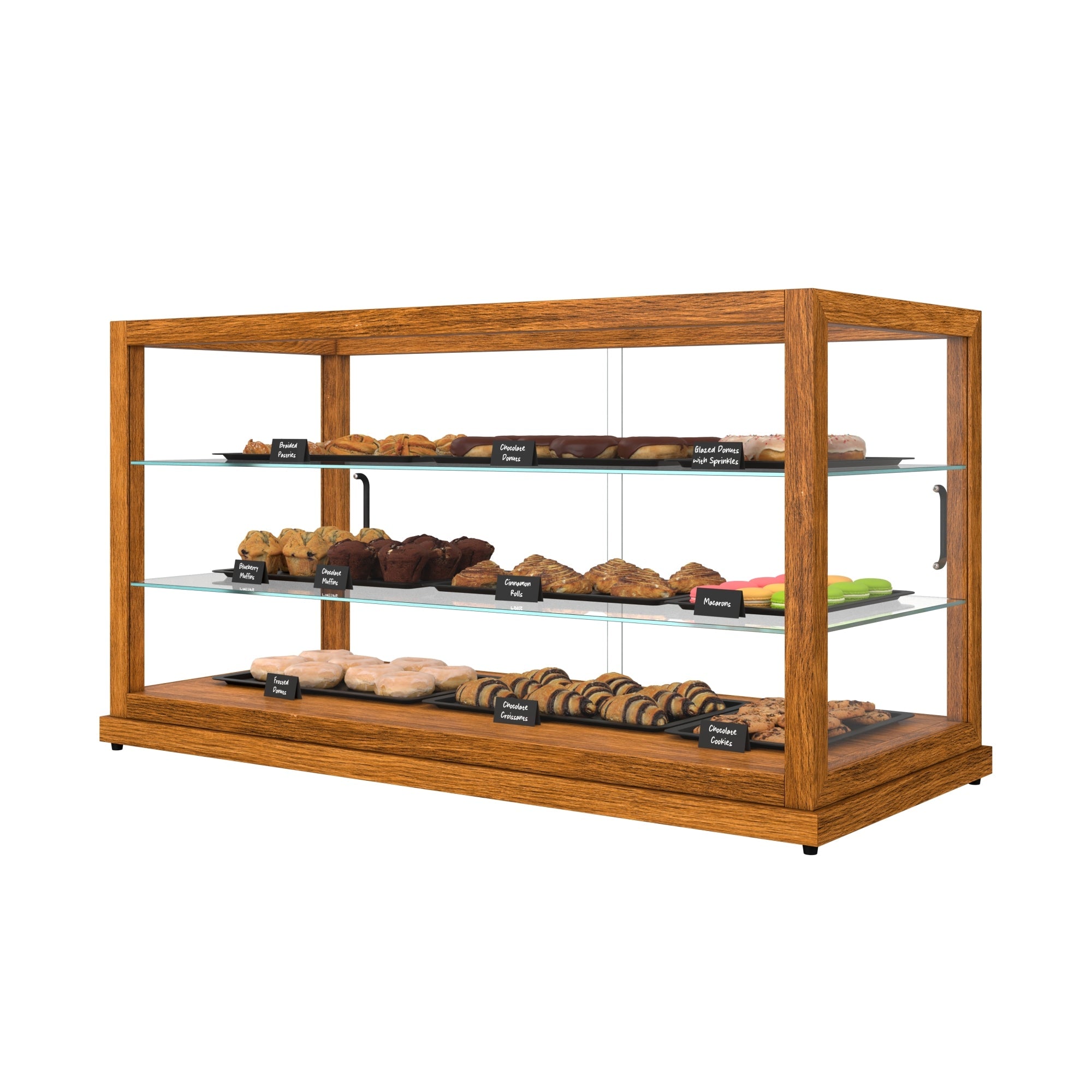44 In. Artisan Horizontal Light Wooden & Tempered Glass Dry Bakery Display Case
