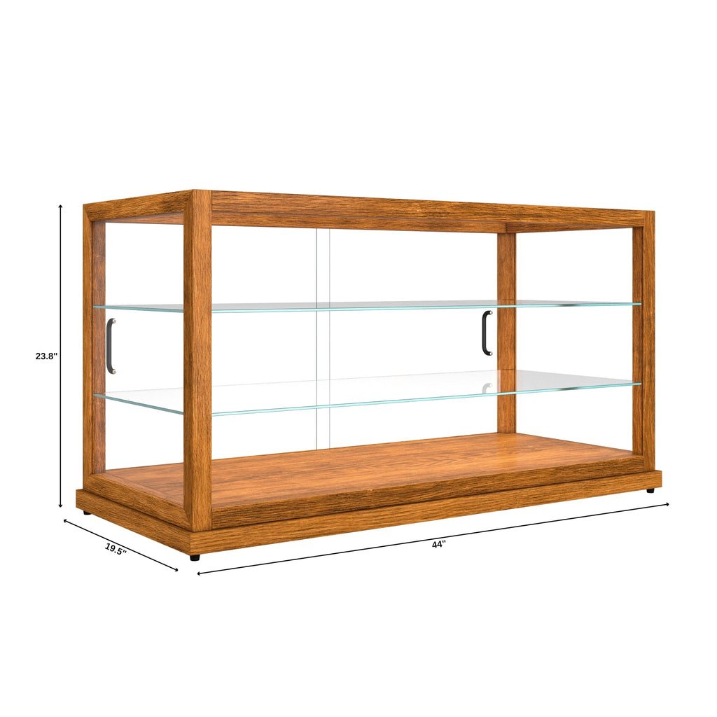 44 In. Artisan Horizontal Light Wooden & Tempered Glass Dry Bakery Display Case