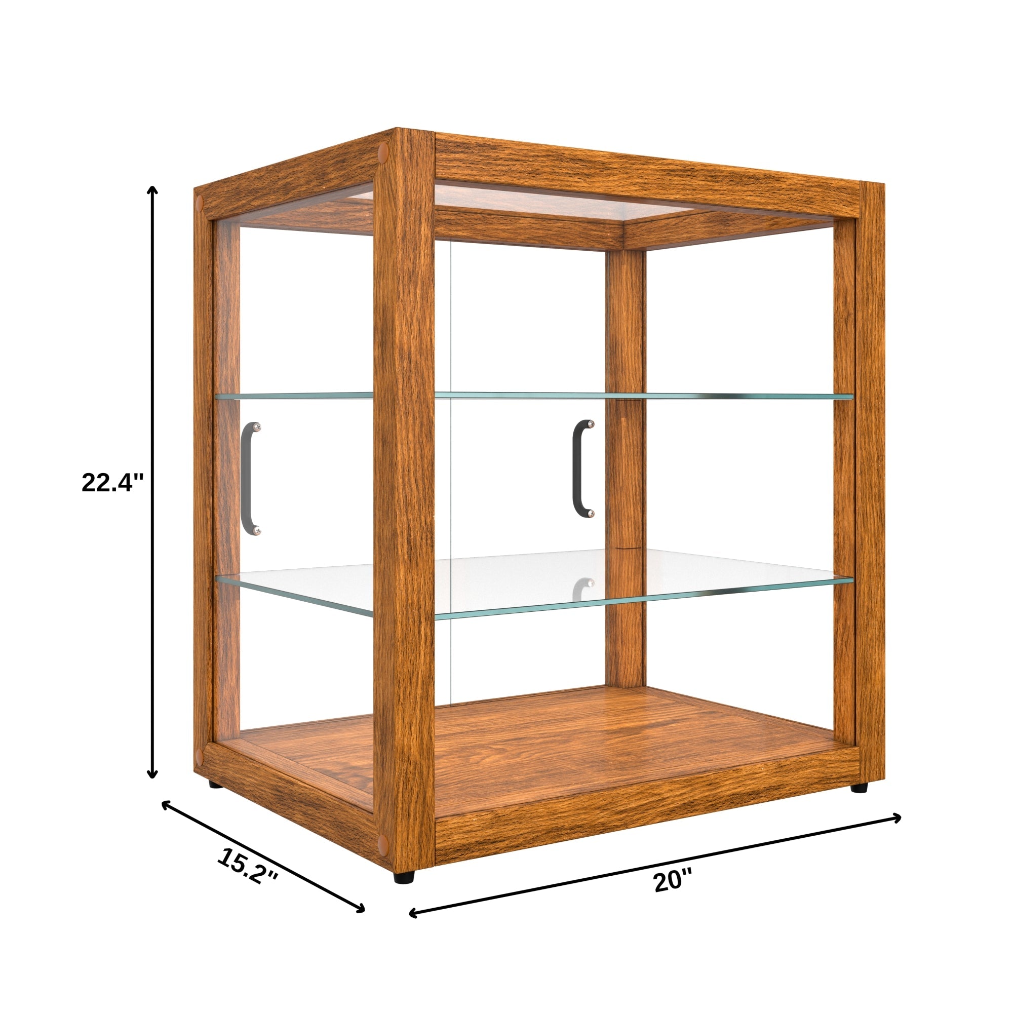 20 In. 3-Tier Artisan Light Wooden & Tempered Glass Dry Bakery Display Case
