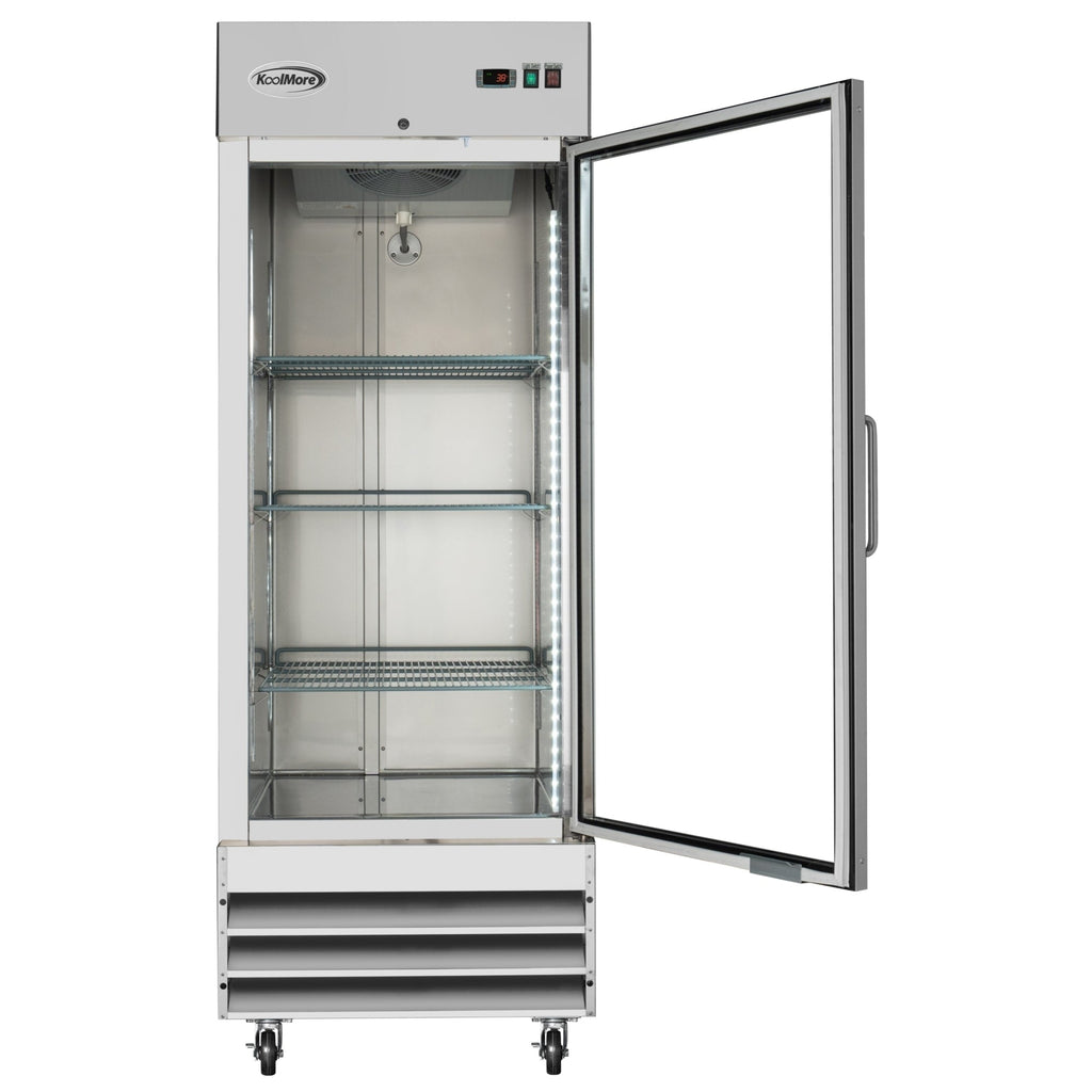 29 in. One Glass Door Reach-In Refrigerator, 21 Cu. Ft. in Stainless-Steel