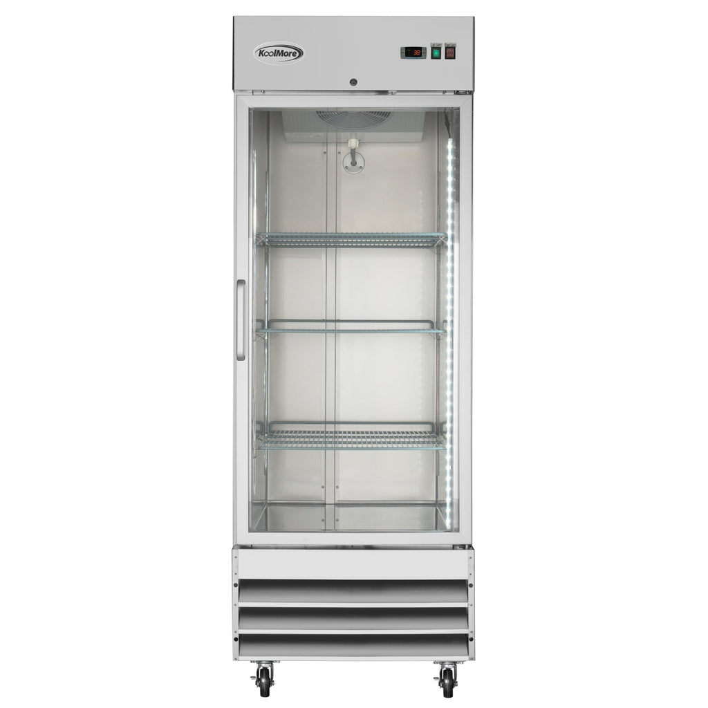 29 in. One Glass Door Reach-In Refrigerator, 21 Cu. Ft. in Stainless-Steel