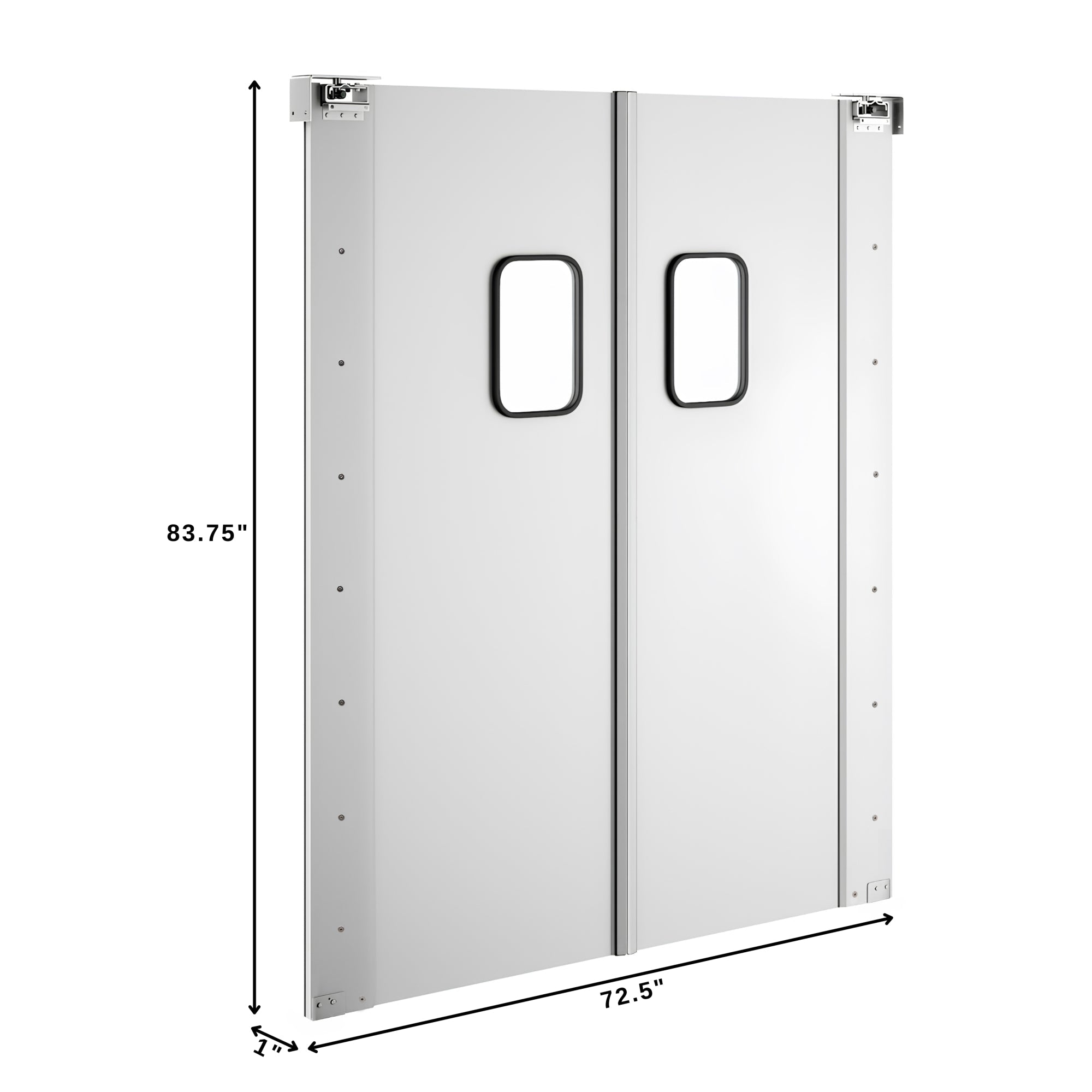 Commercial Double Aluminum Swinging Traffic Door with 9 In. x 14 In. Window - 72 In. x  84 In. Door Opening