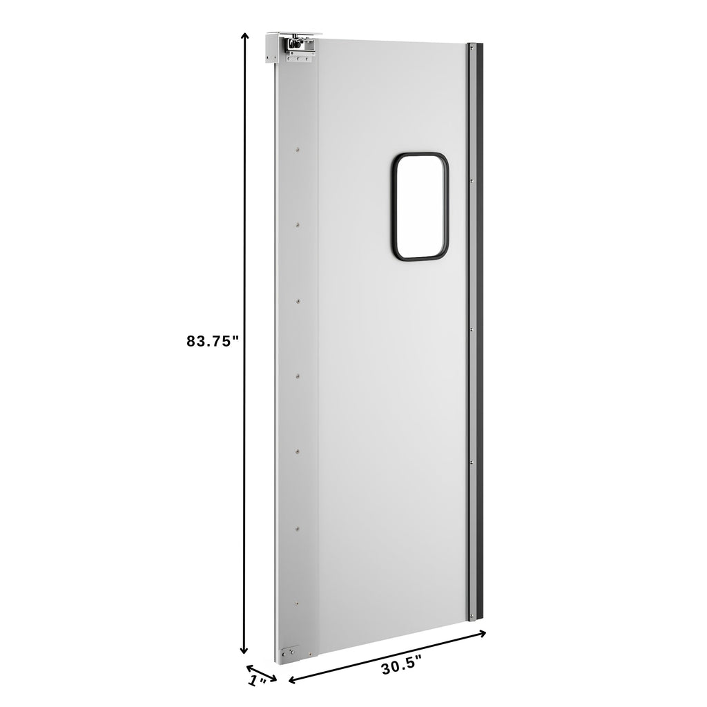 Commercial Single Aluminum Swinging Traffic Door with 9 In. x 14 In. Window - 30 In. x 84 In. Door Opening